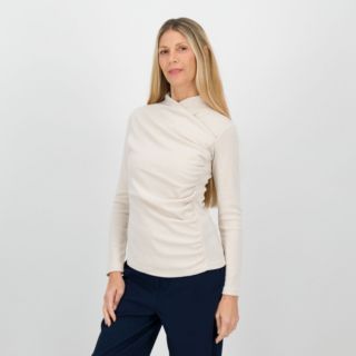 Risskio
Maglia a costine
con arricciatura
a maniche lunghe