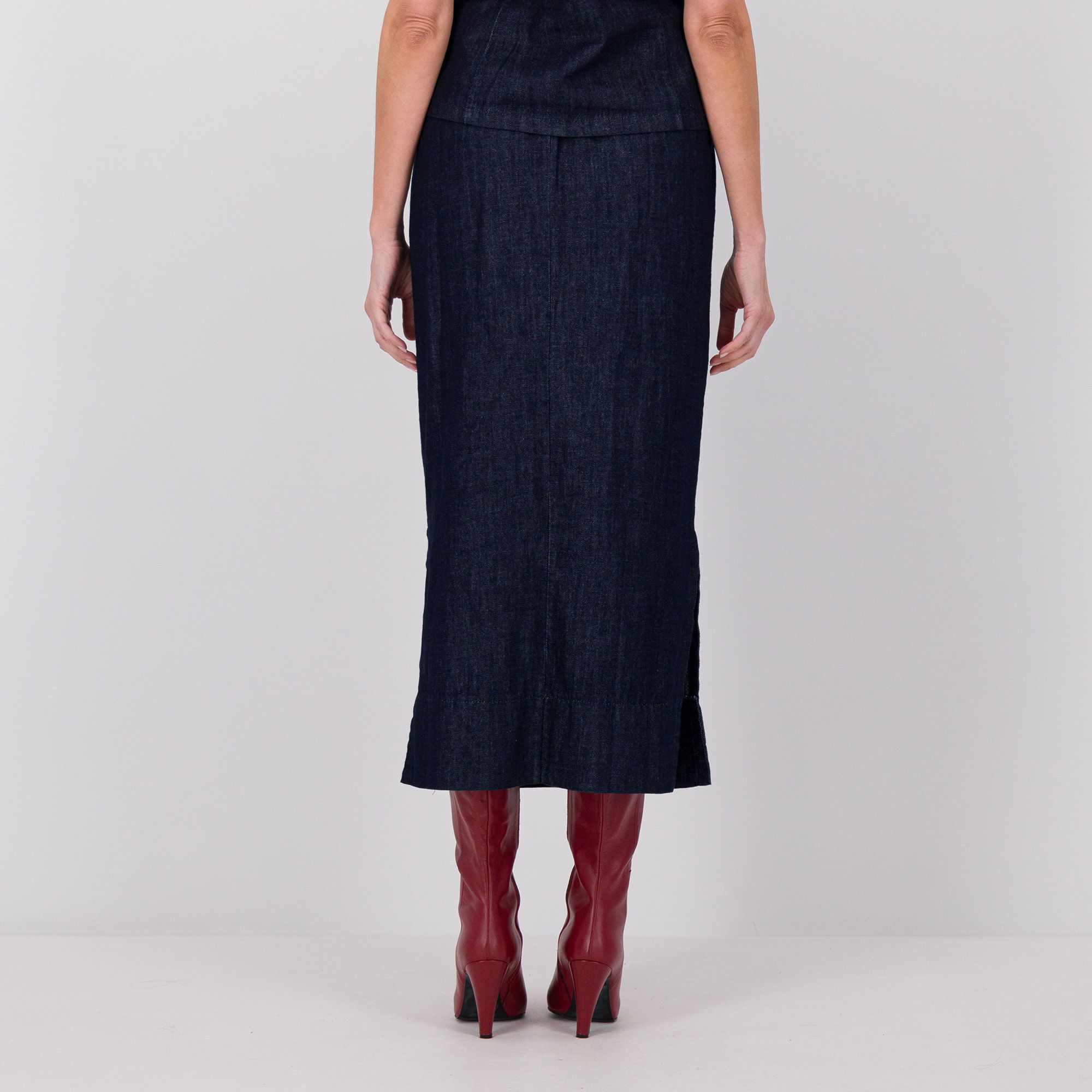 Image of LUCREZIA SCIORTINO Gonna longuette in denim con spacchi061