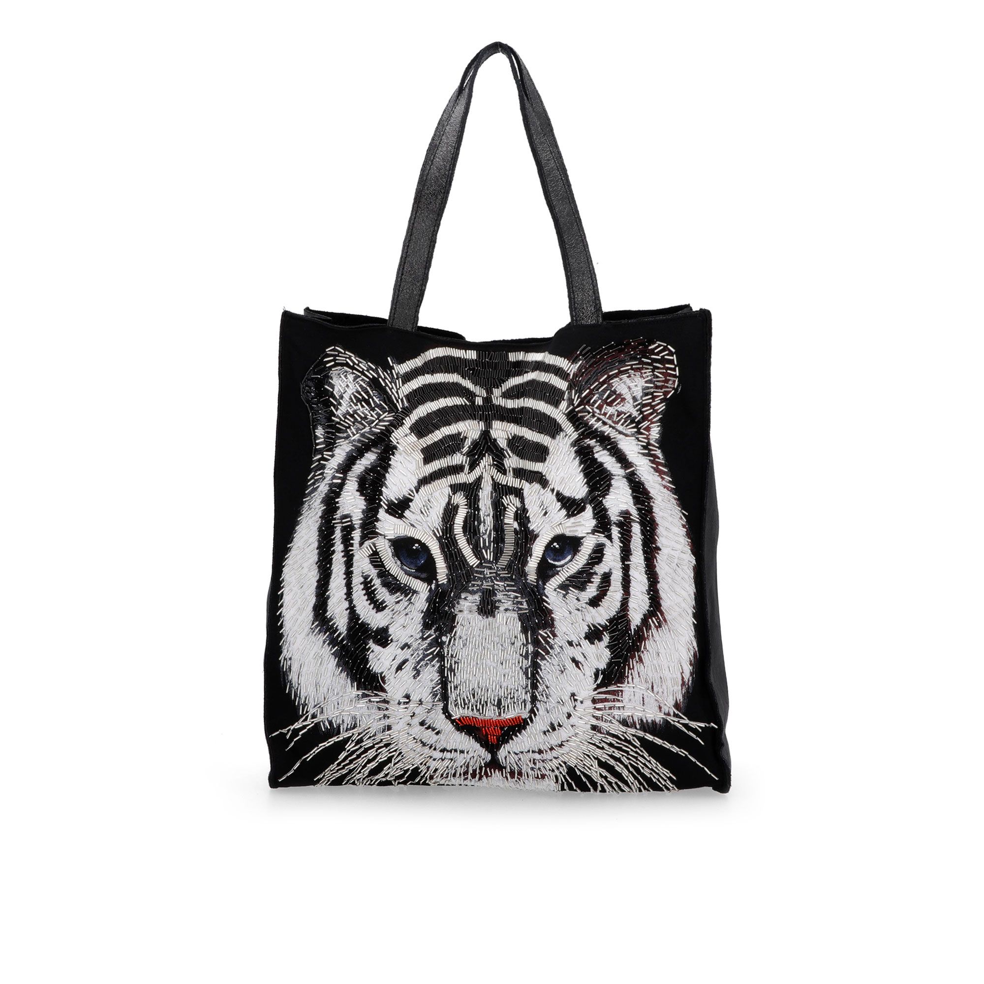 Image of Stefano Ghilardi Borsa shopper in pelle laminata con tigre in perline061