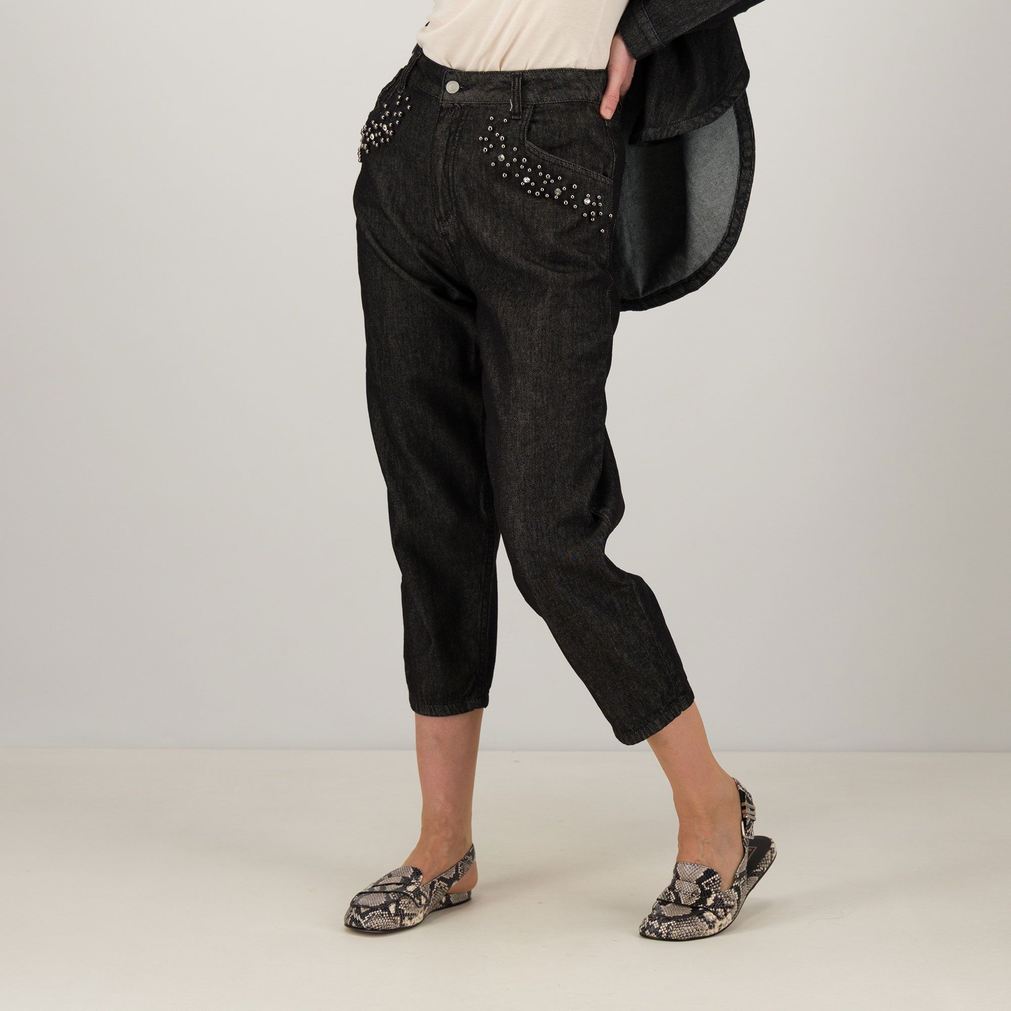 Enjoy Jeans con castoni, perle e strass