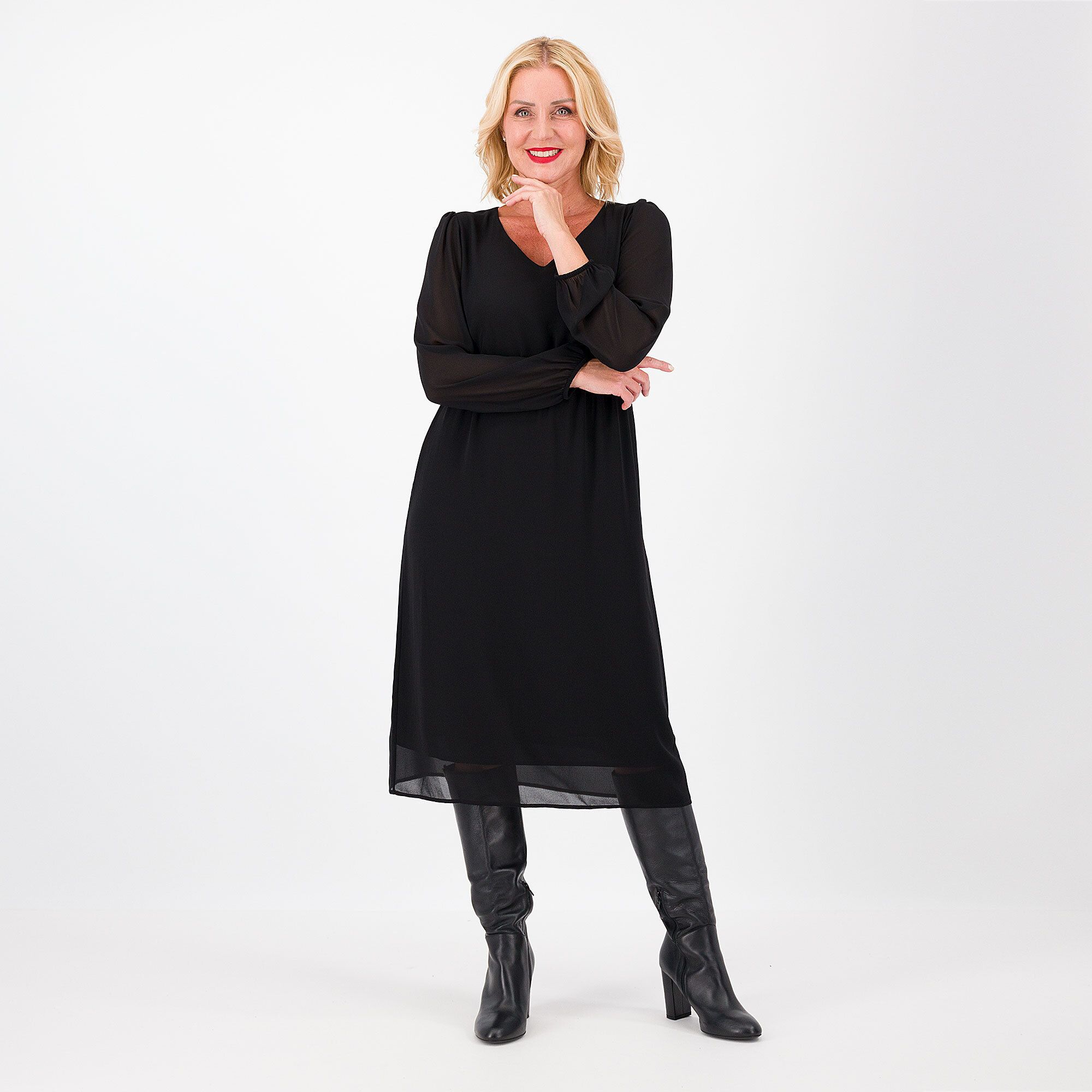 QVC Caterina Lancini Abito in georgette con drappeggio