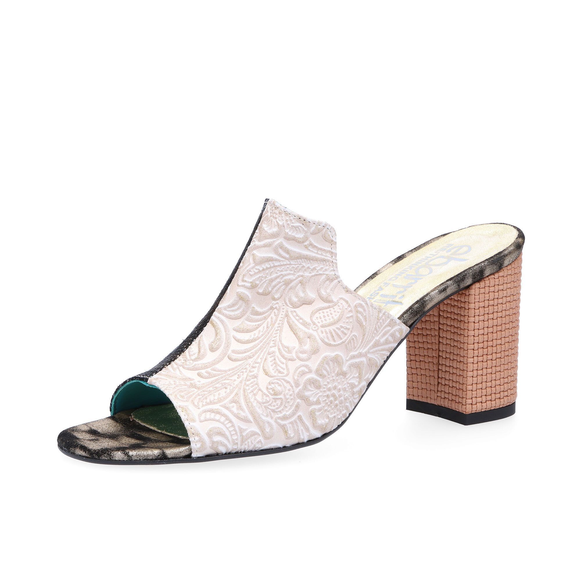 Image of Ebarrito Sabot mules in pelle patchwork con tacco 8 cm061