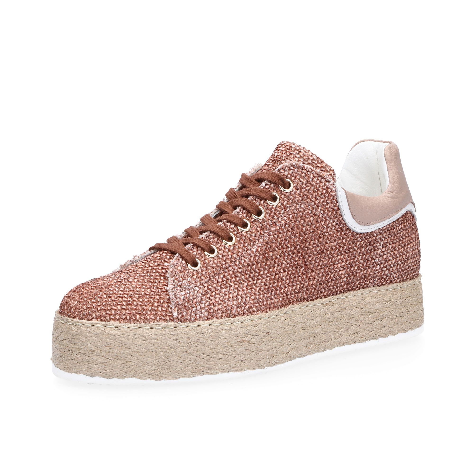 Image of Gioia A. Sneakers stringate tomaia rafia, profilo tallone a contrasto061