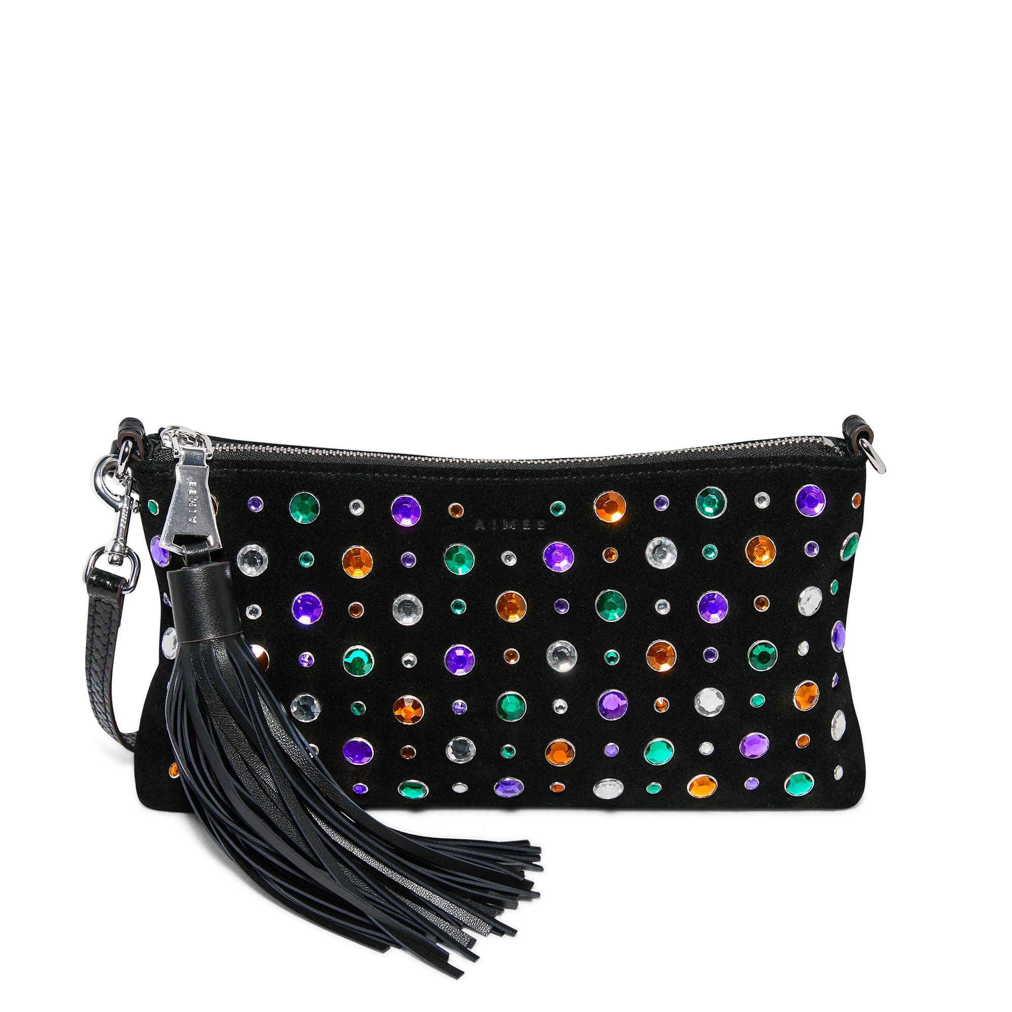 Aimee Kestenberg Borsa in pelle scamoosciata con decoro gioiello