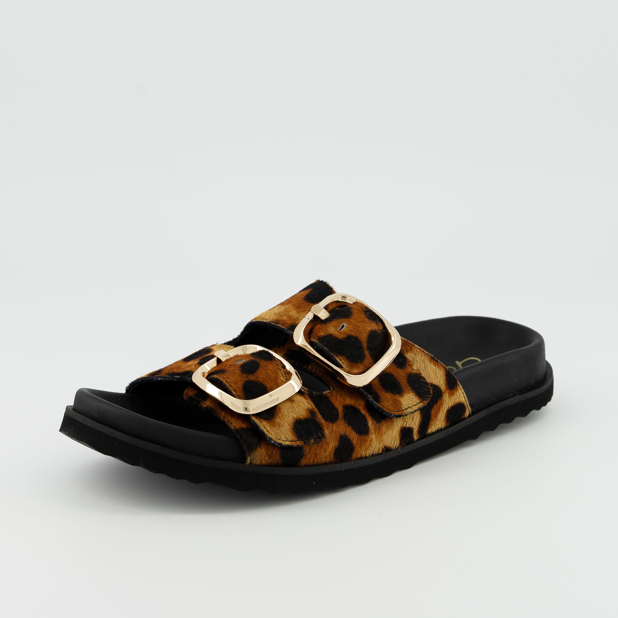 Galieti Sandali in pelle cavallino con maxi fibbie suola 3,5 cm