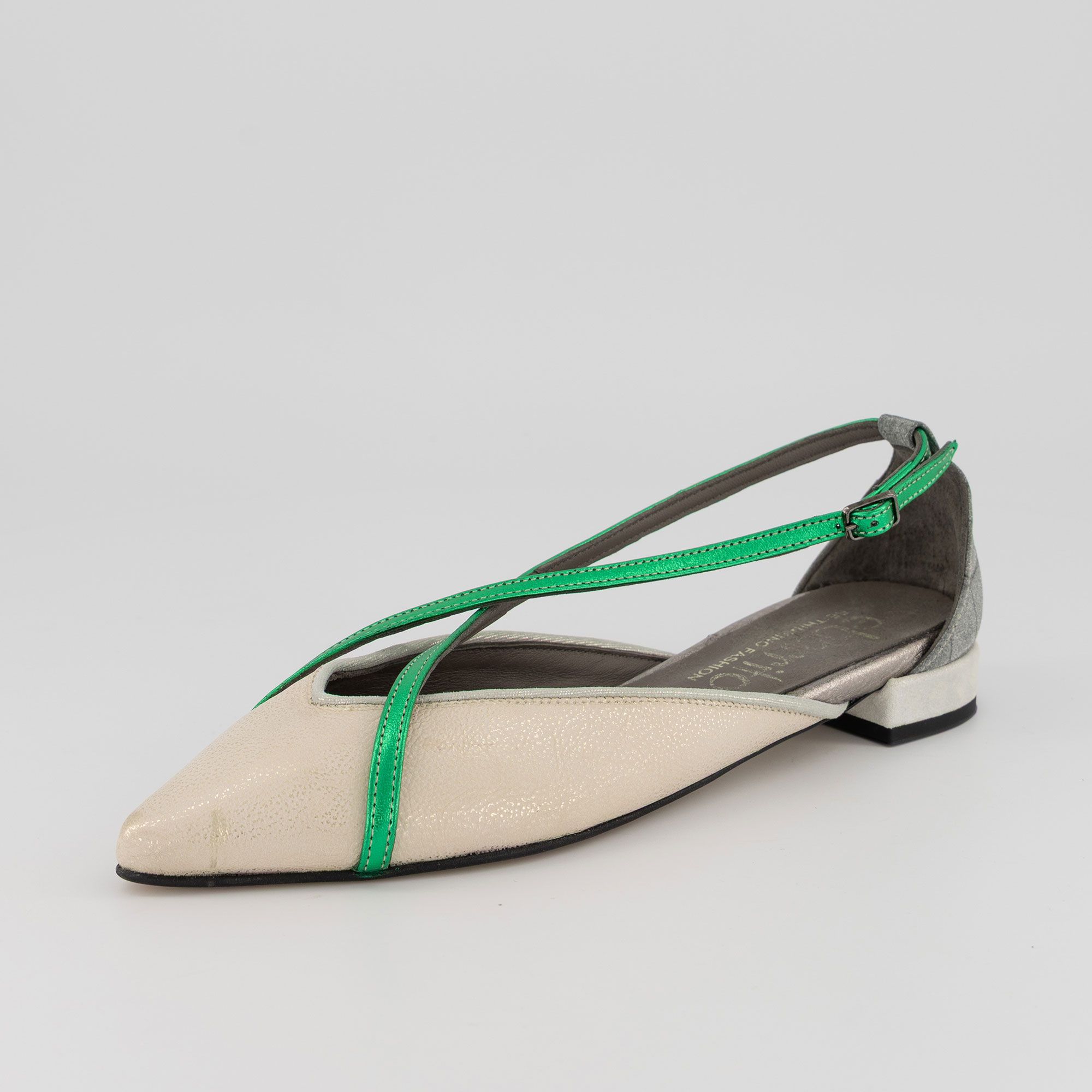 Ebarrito Ballerine Selce in pelle patchwork con tacco 1,5 cm