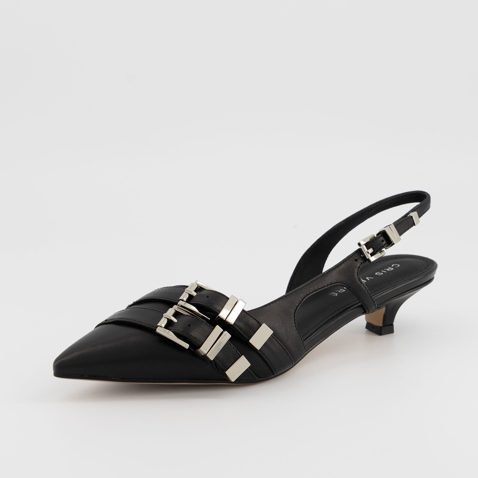 Cris Vergré Slingback in pelle con doppio cinturino e tacco 3,5 cm