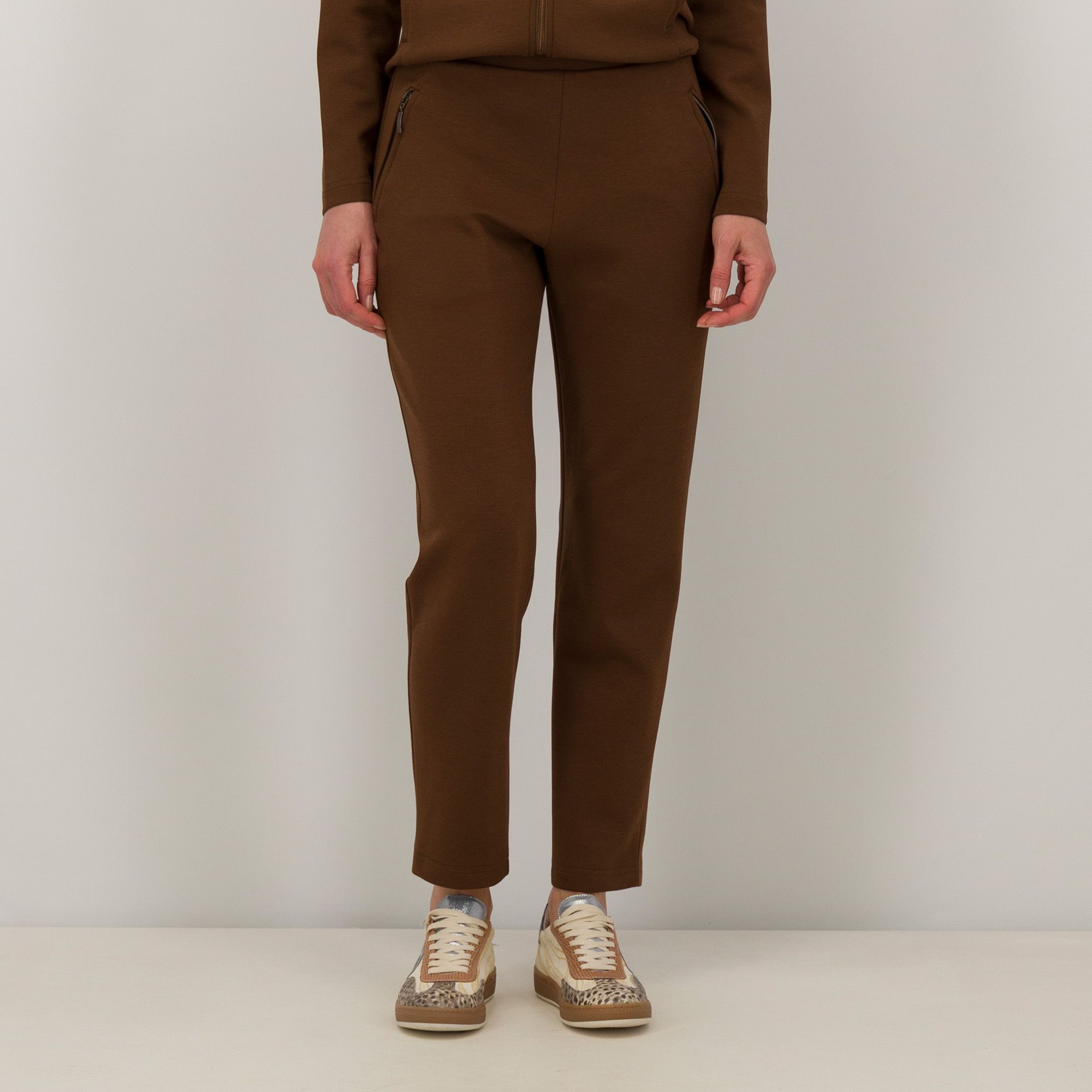 Officina della Moda Pantaloni in misto cotone con elastico