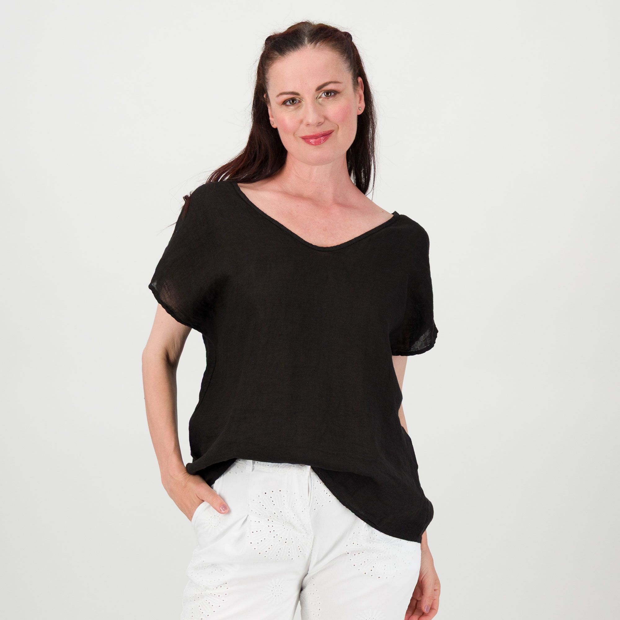 Enjoy Maglia in lino con scollo a V