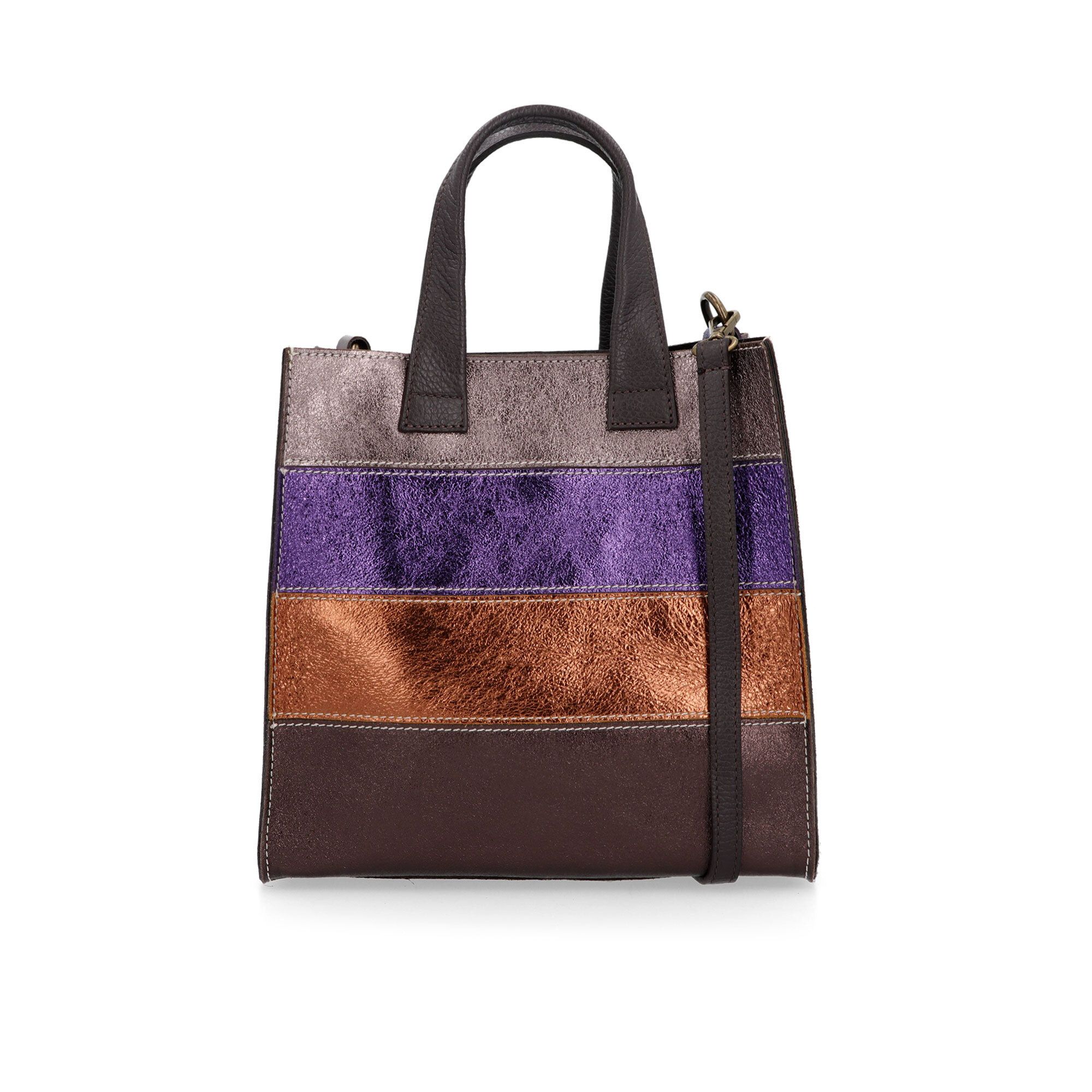 Image of Le Corone Bags Borsa a mano in pelle laminata multicolor e tracolla061