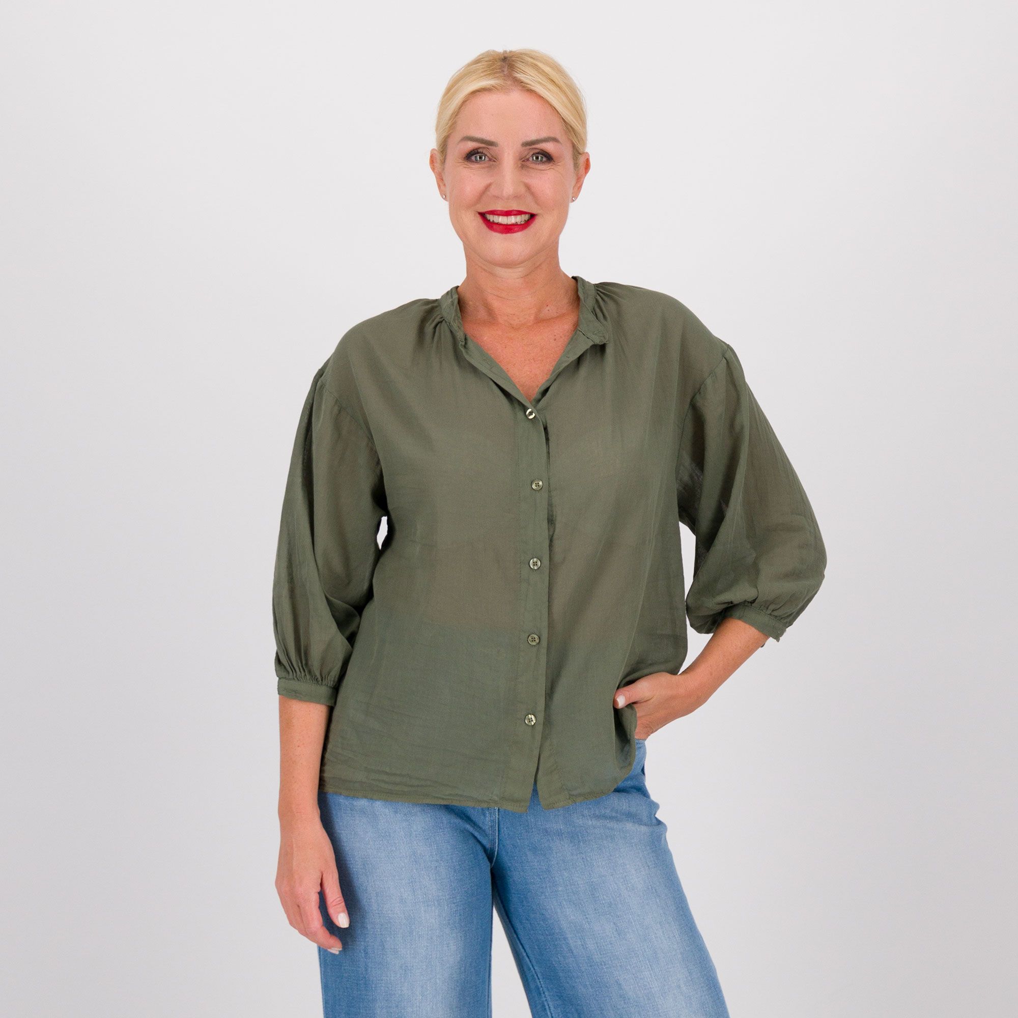 Image of Mood Atelier Camicia in garza di cotone collo guru061