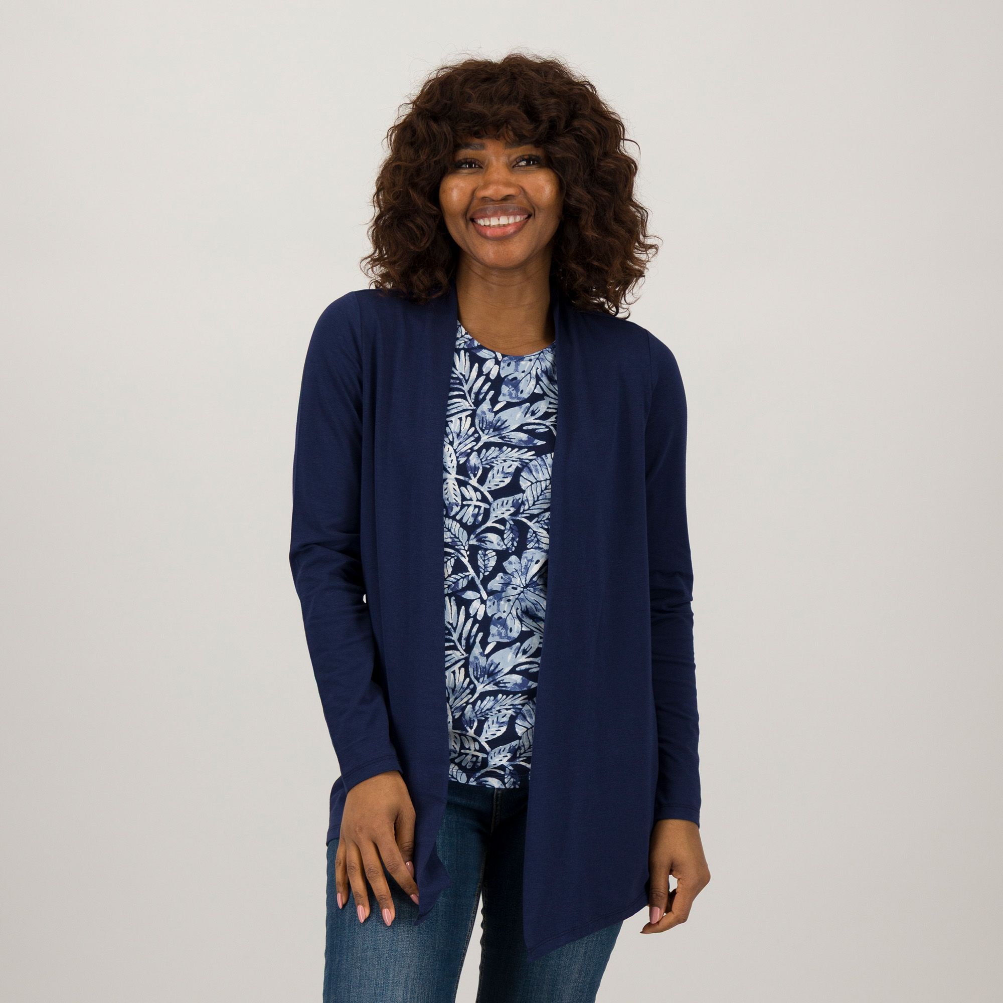 Denim & Co.
Set cardigan
tinta unita
e top fantasia