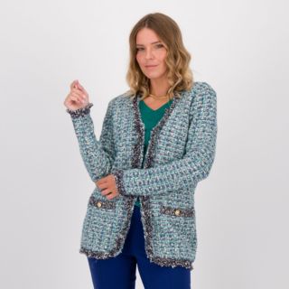 Isaac Mizrahi Live!
Blazer
in maglia bouclé
con bordi in frange