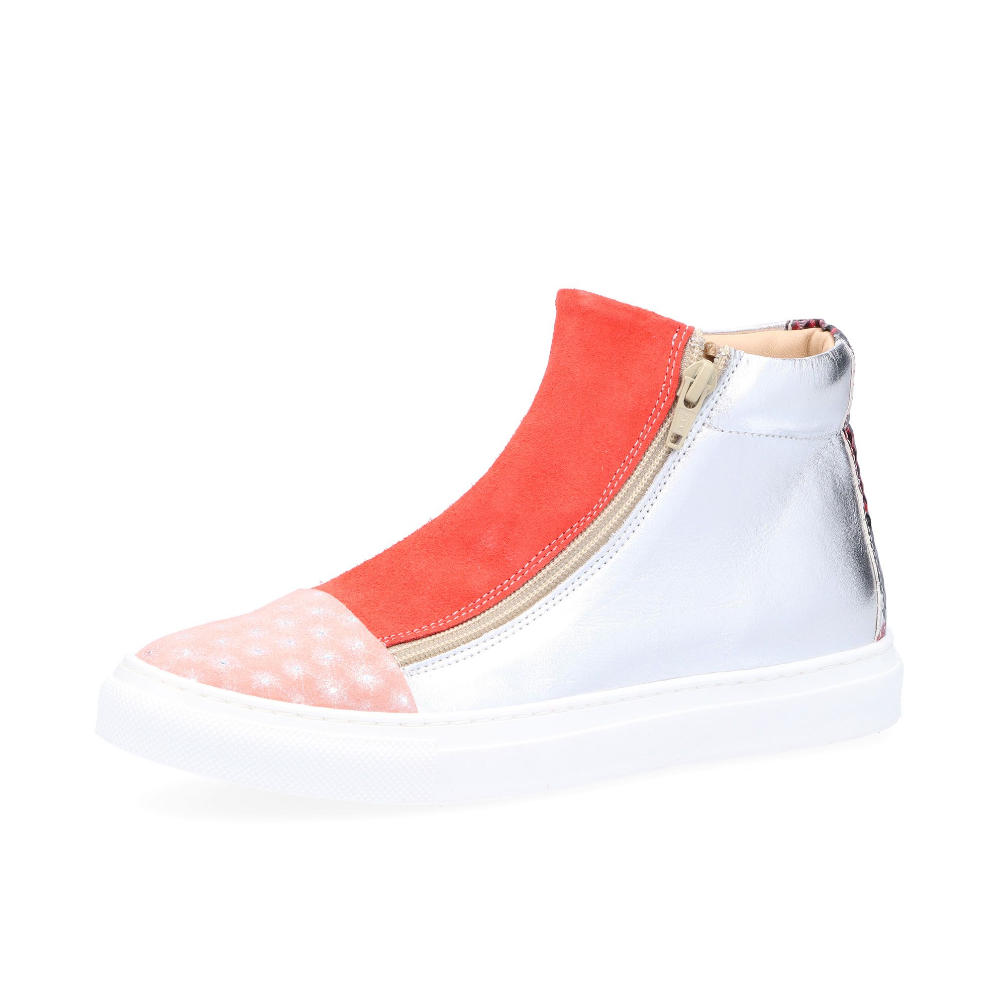 Ebarrito Sneaker alte in pelle patchwork con zip e suola 2,5 cm