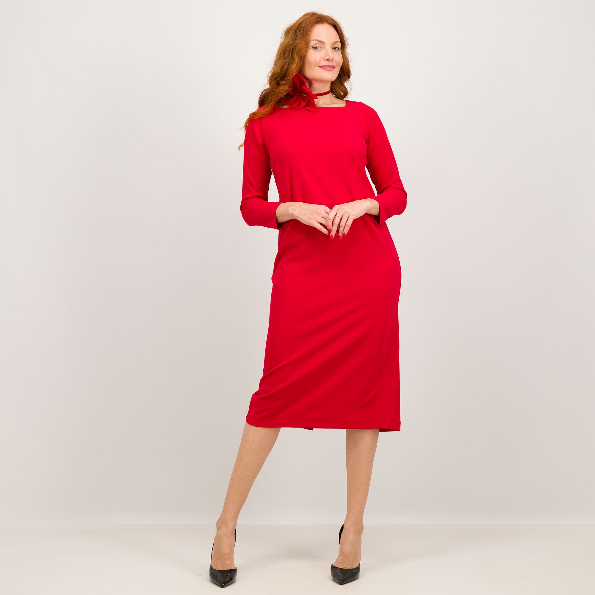 Alaster Queen Abito Estivo Donna A Maniche Corte Scollo Rotondo - Prendisole Leggero Con Tasche, Vita Alzata, Lunghezza Al Ginocchio, Vestibilità A-Line, Rosso, M