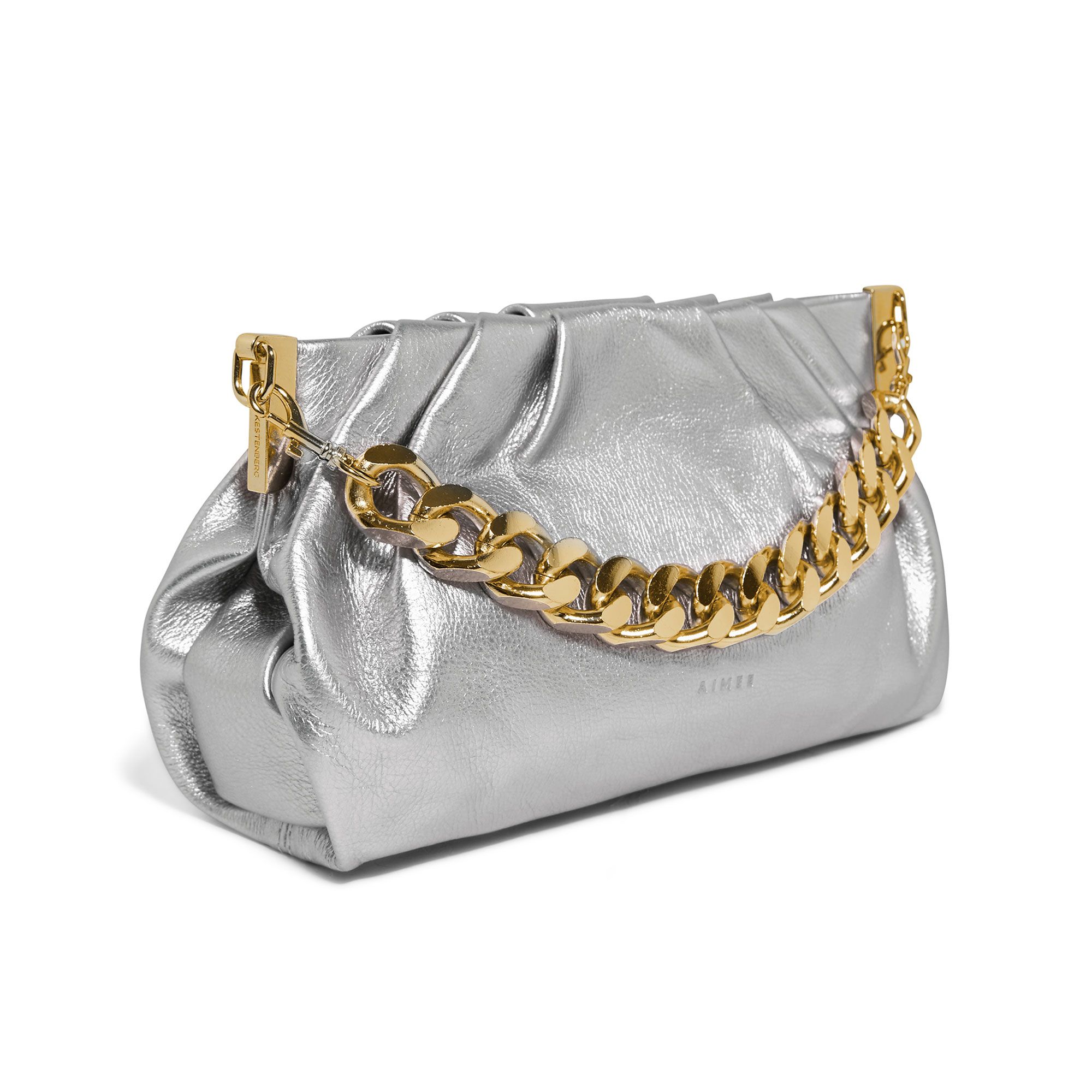 Aimee Kestenberg Borsetta a mano in pelle metalizzata con manico in catena