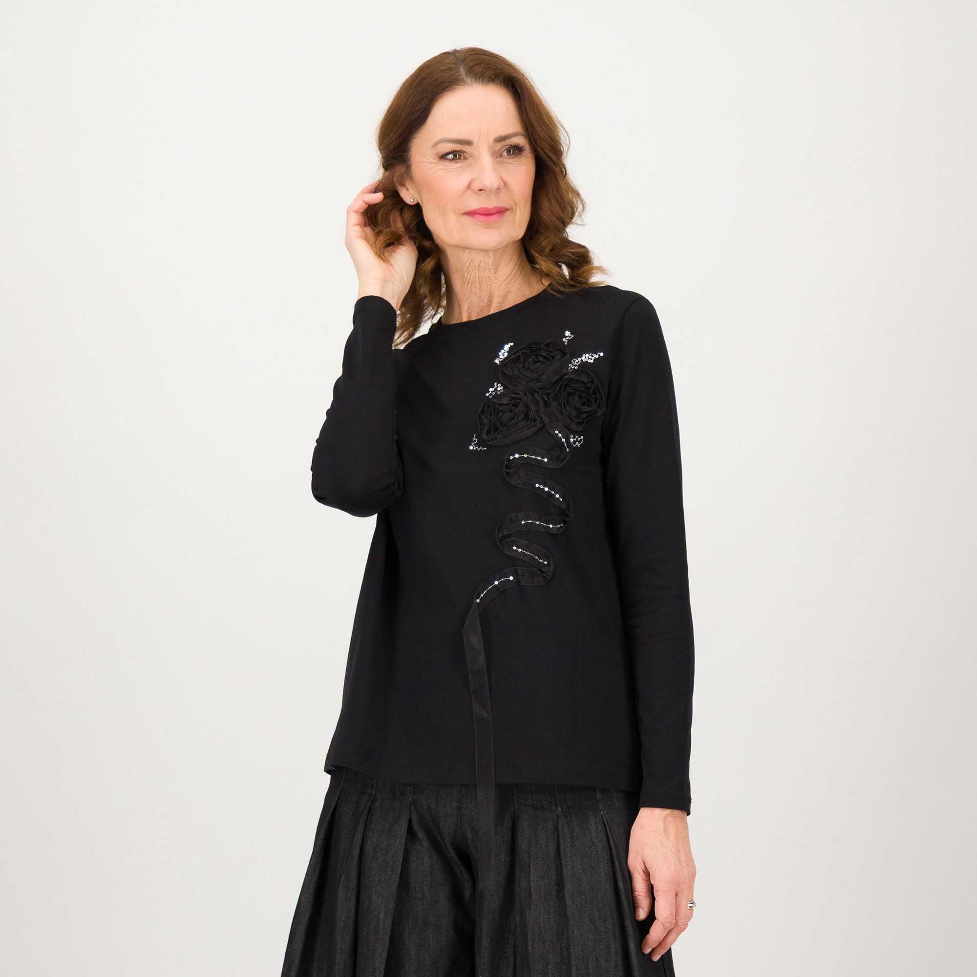 Palazzo Moda
T-shirt manica lunga
in jersey di cotone
ricamato