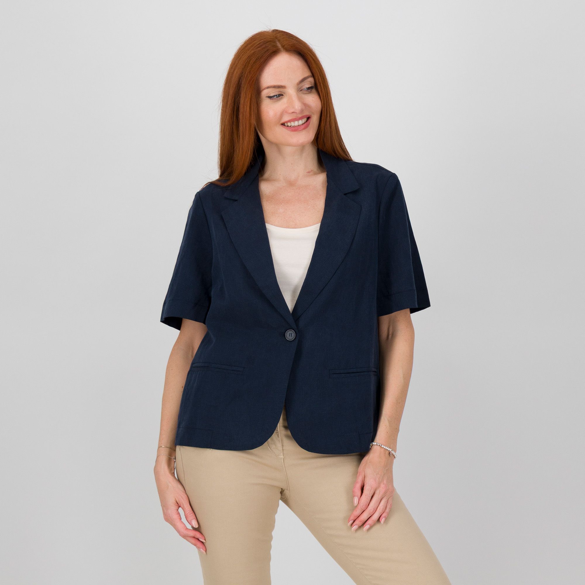 RISSKIO Giacca a maniche corte con collo rever e chiusura bottone