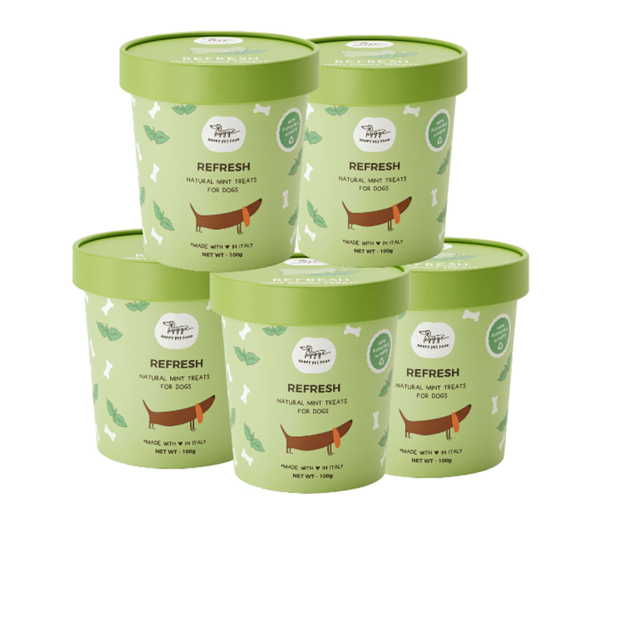 Hygge
Biscotti per cani
Refresh con menta
(5x100g)