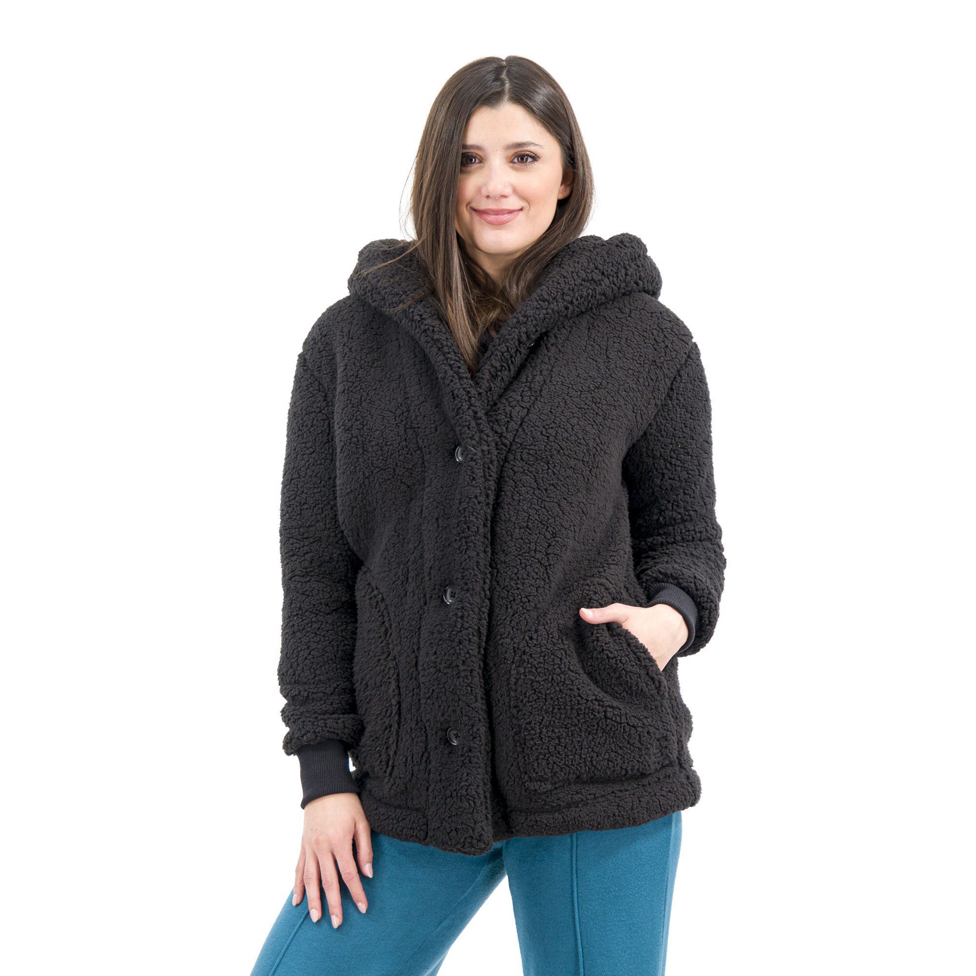 QVC Cuddle Duds Giubbino in sherpa con cappuccio