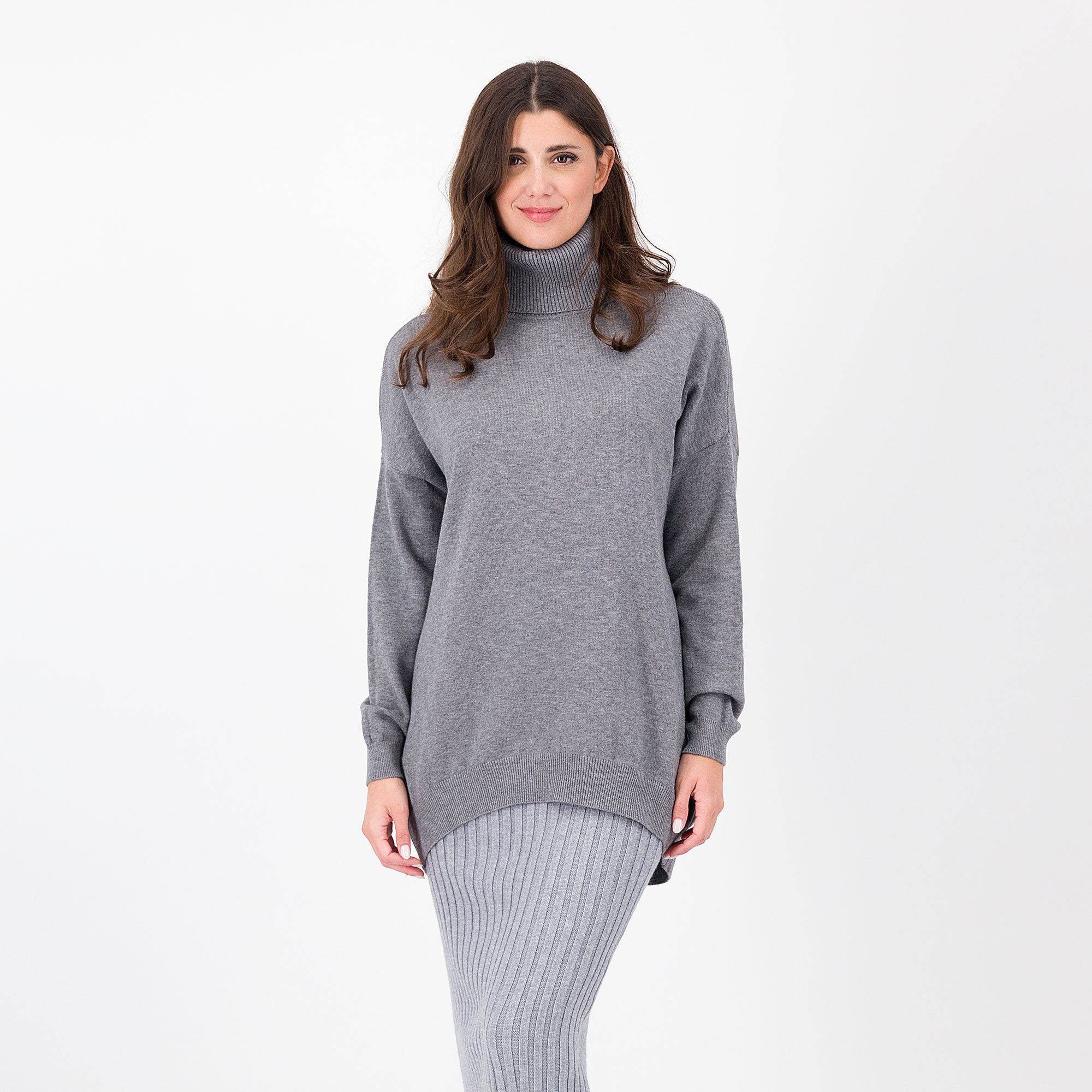 QVC ENJOY TRICOT Maglia rasata linea a ovetto collo alto