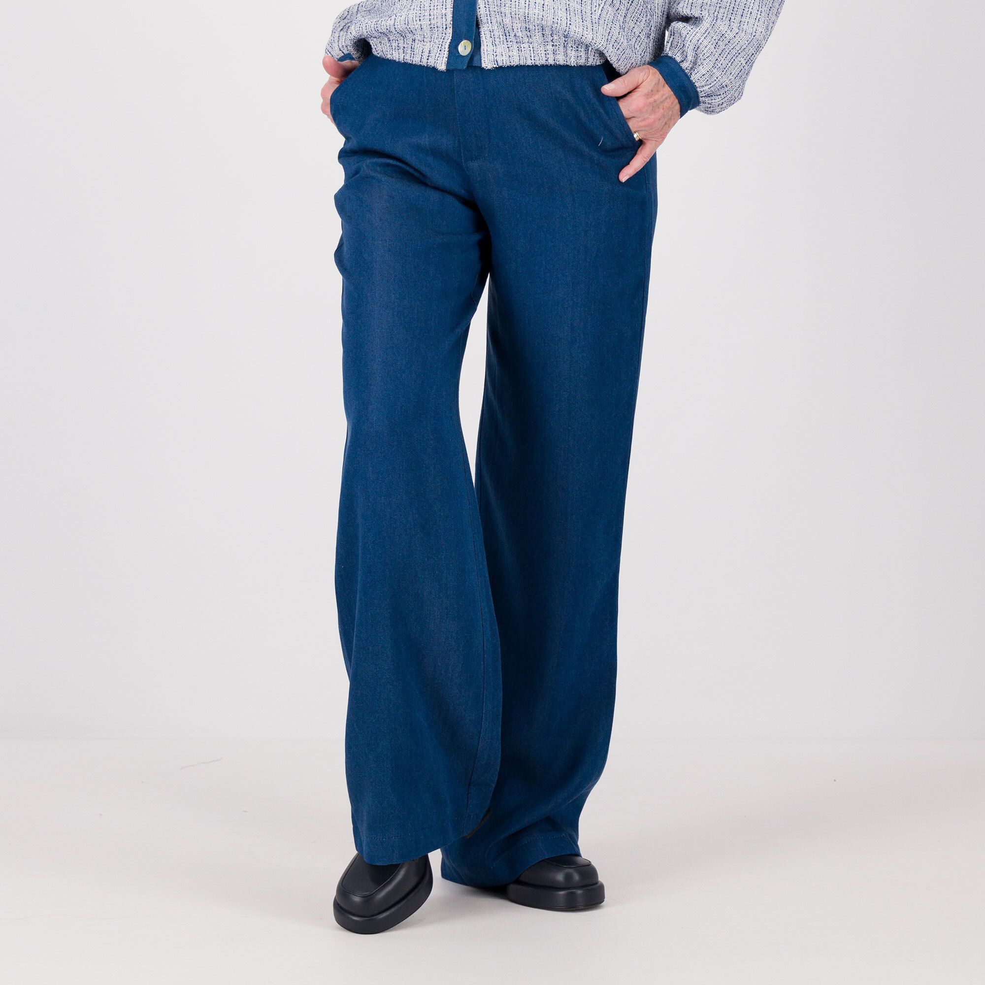 QVC SottoMarino Pantaloni in jeans con bottone in madreperla