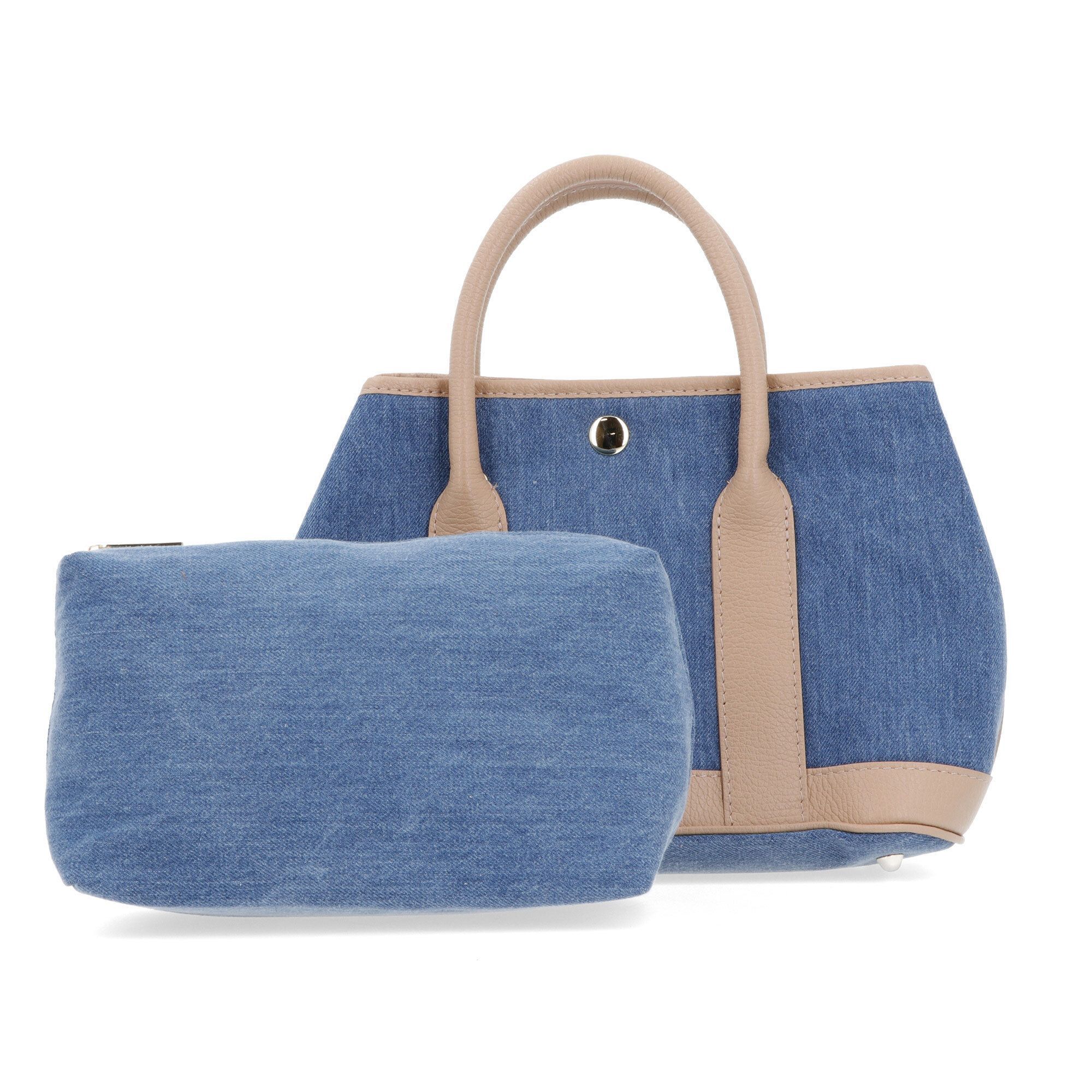 QVC Le Corone Bags Borsa a mano in pelle e denim