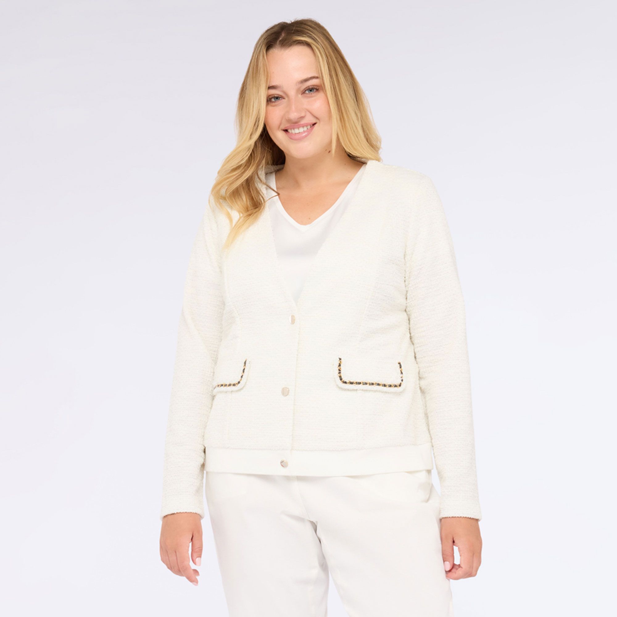 Fiorella Rubino
Giacca in tessuto
bouclé con inserto
in felpa