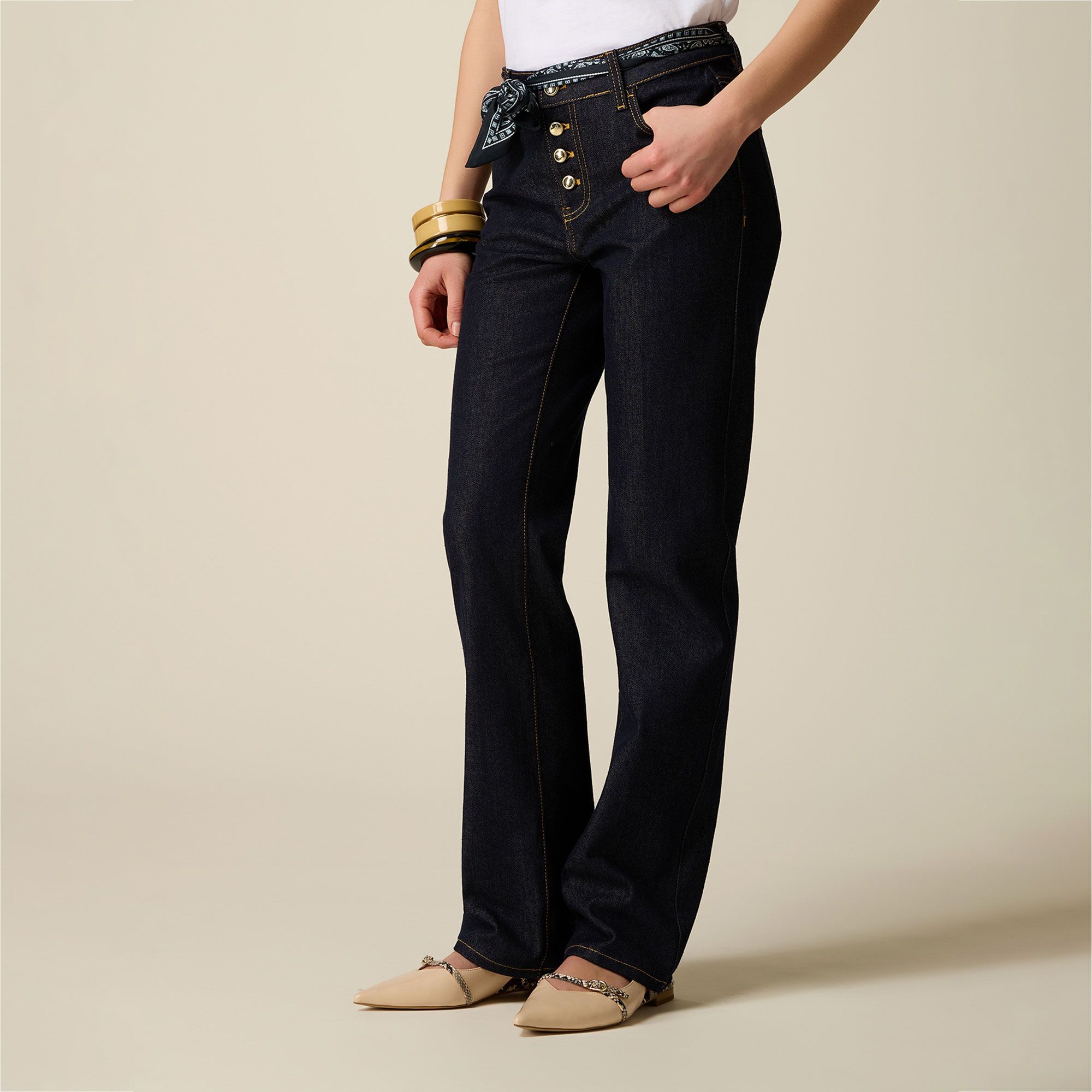 Oltre Jeans regular 5 tasche con foulard