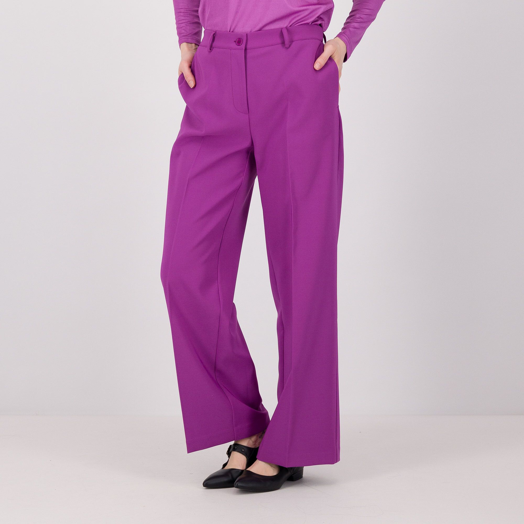 QVC Caterina Lancini Pantaloni ampi in tessuto bi-stretch anche Petite