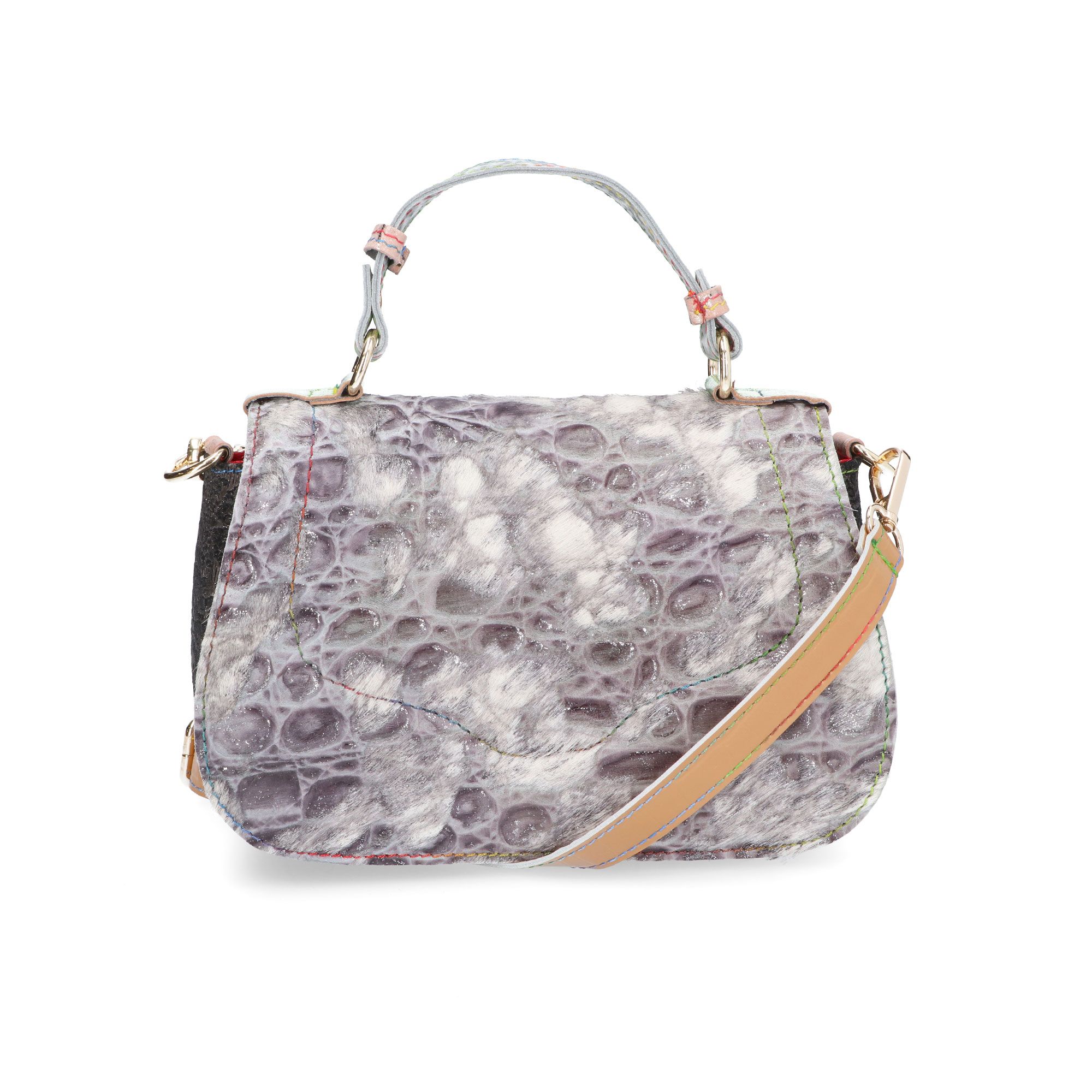 Ebarrito
Borsa a mano in
pelle patchwork con
tracolla regolabile