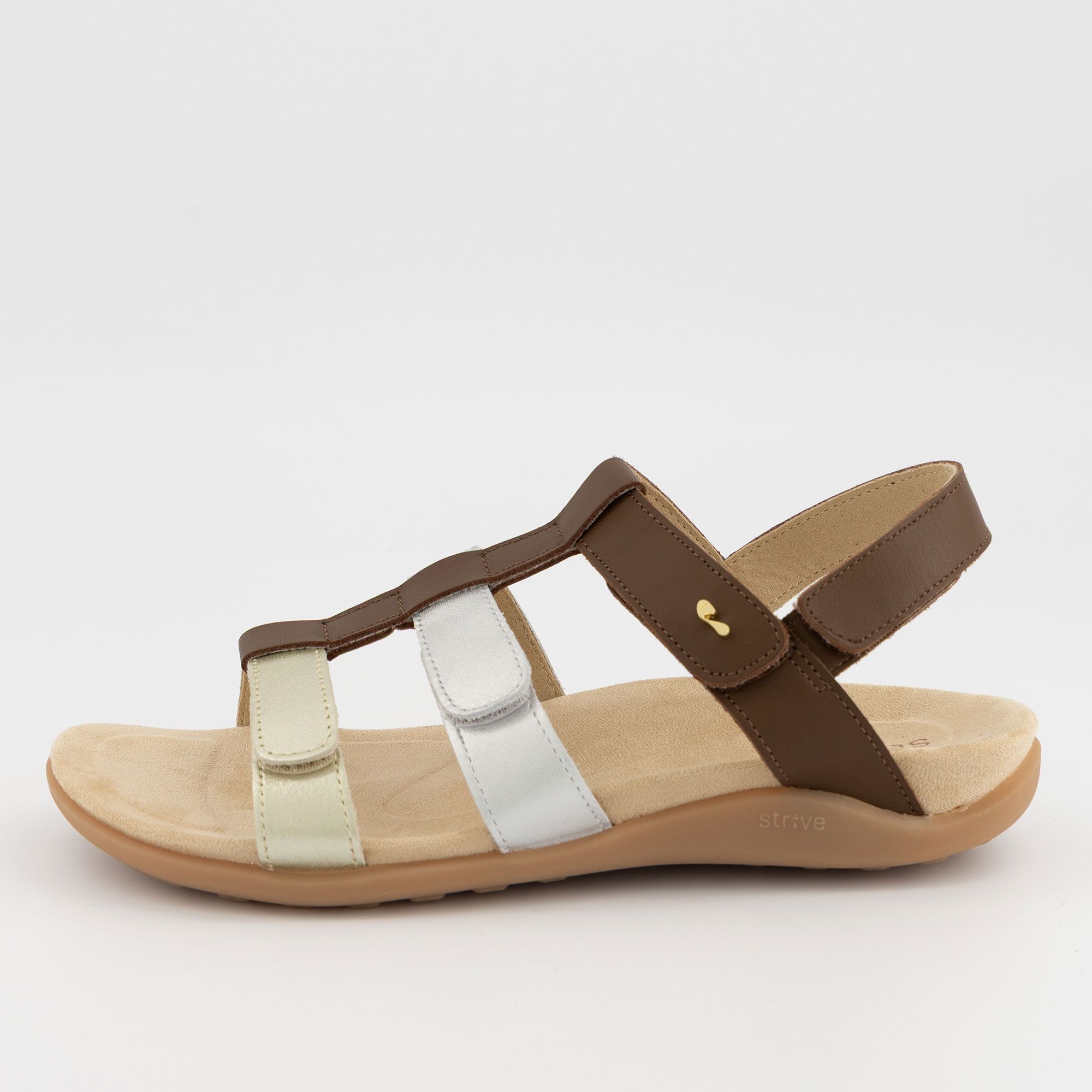 Strive Footwear Sandali in pelle con tre fascette e suola 3 cm