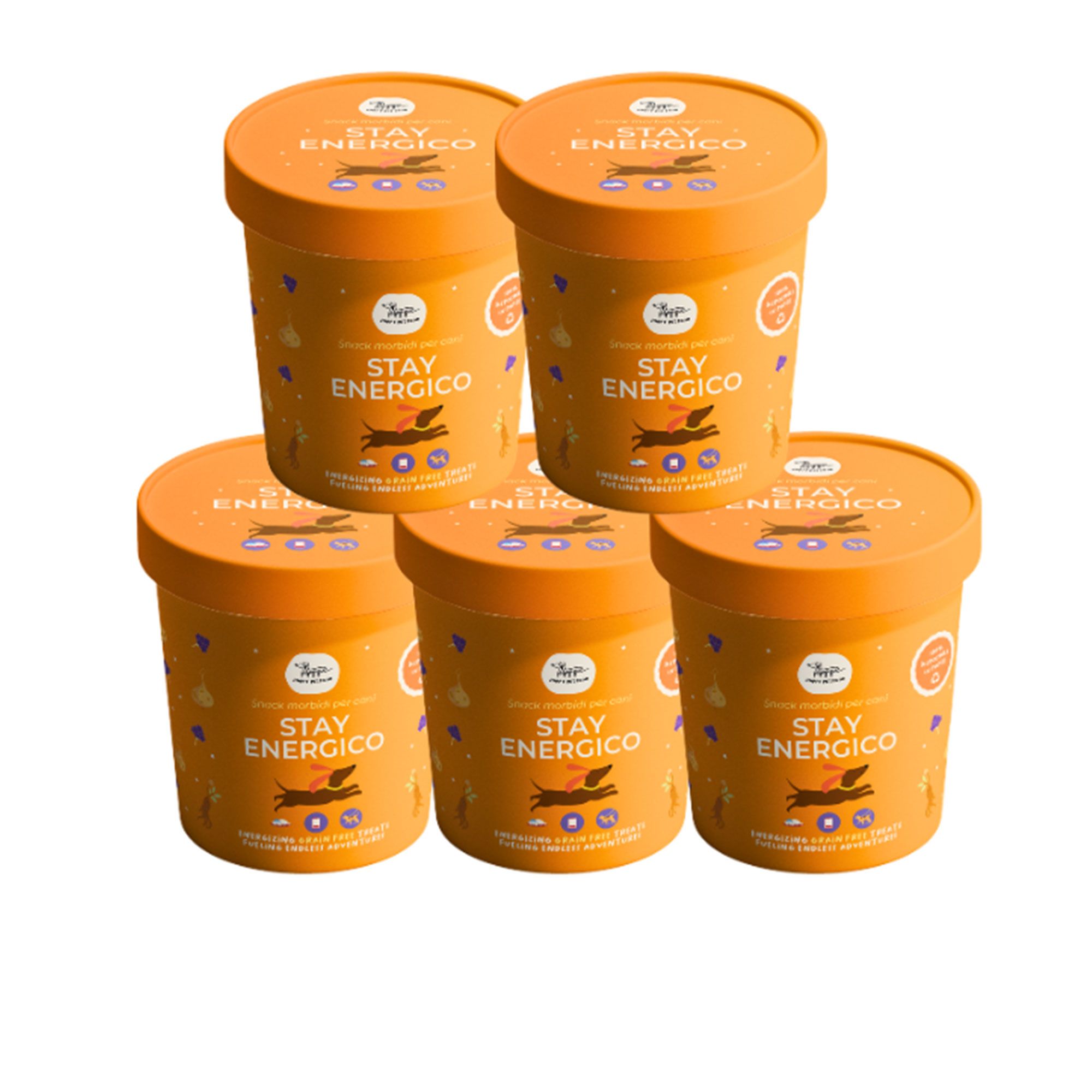 Hygge
Biscotti per cani
semi-umidi
Stay Energico 5x100g