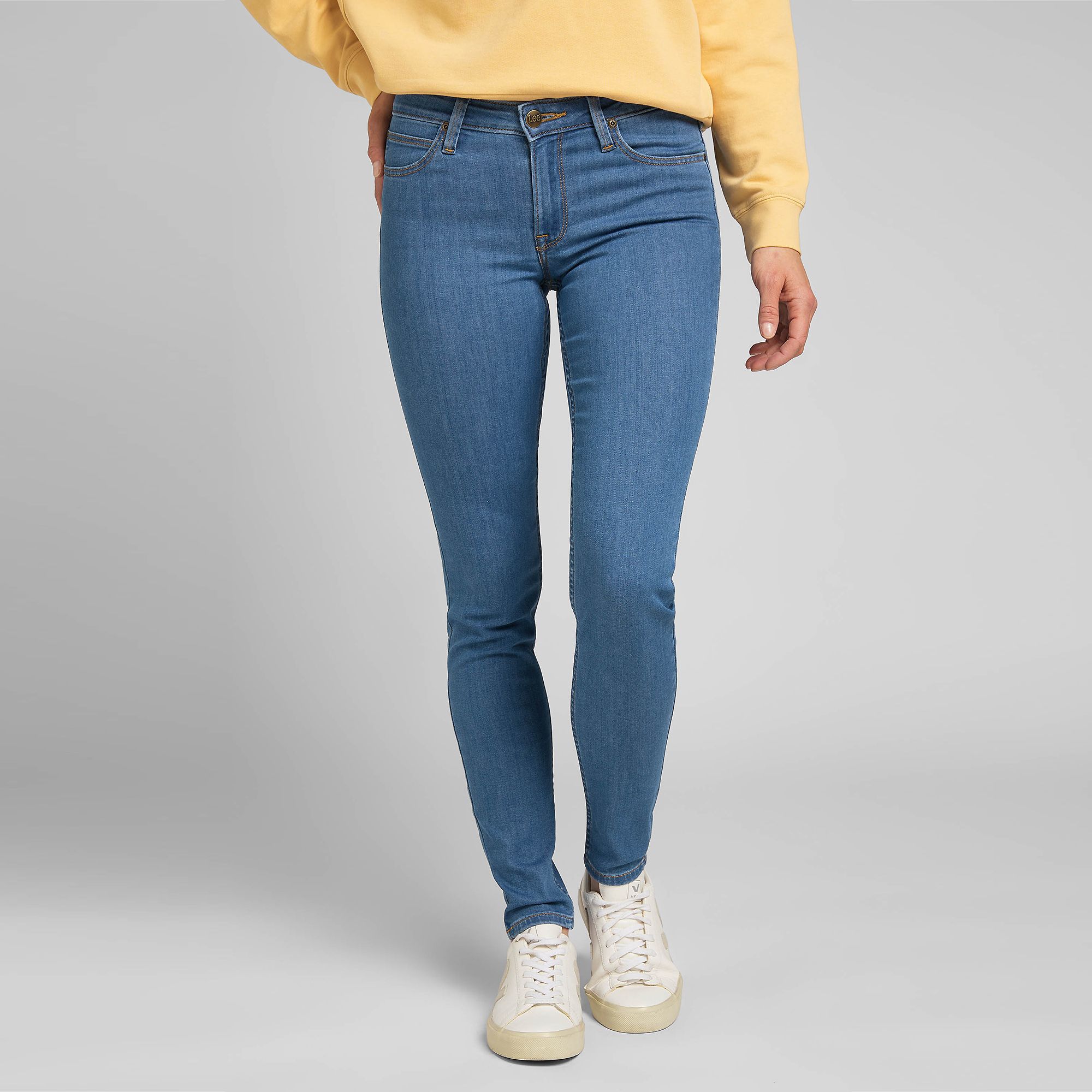 Image of LEE Scarlett skinny Jeans Passanti in vita 5 tasche Zip e bottone061