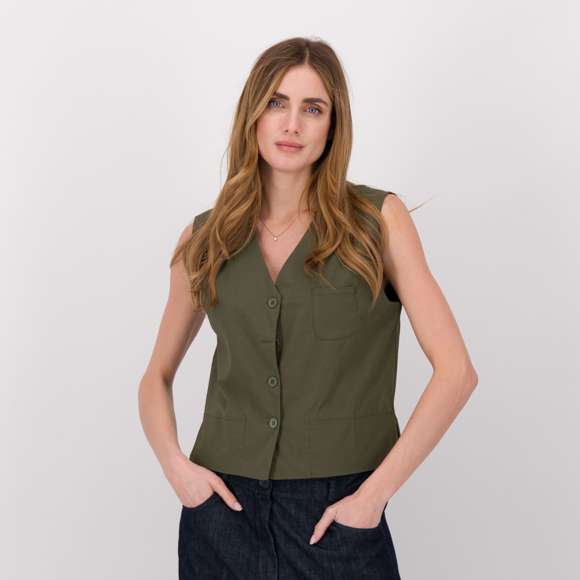 QVC LUCREZIA SCIORTINO Gilet in tessuto super-stretch con spacchetti