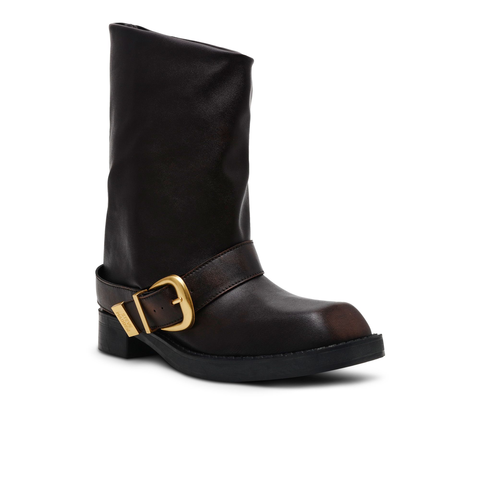 Steve Madden
Stivaletti in pelle
a punta quadrata
con maxi fibbia