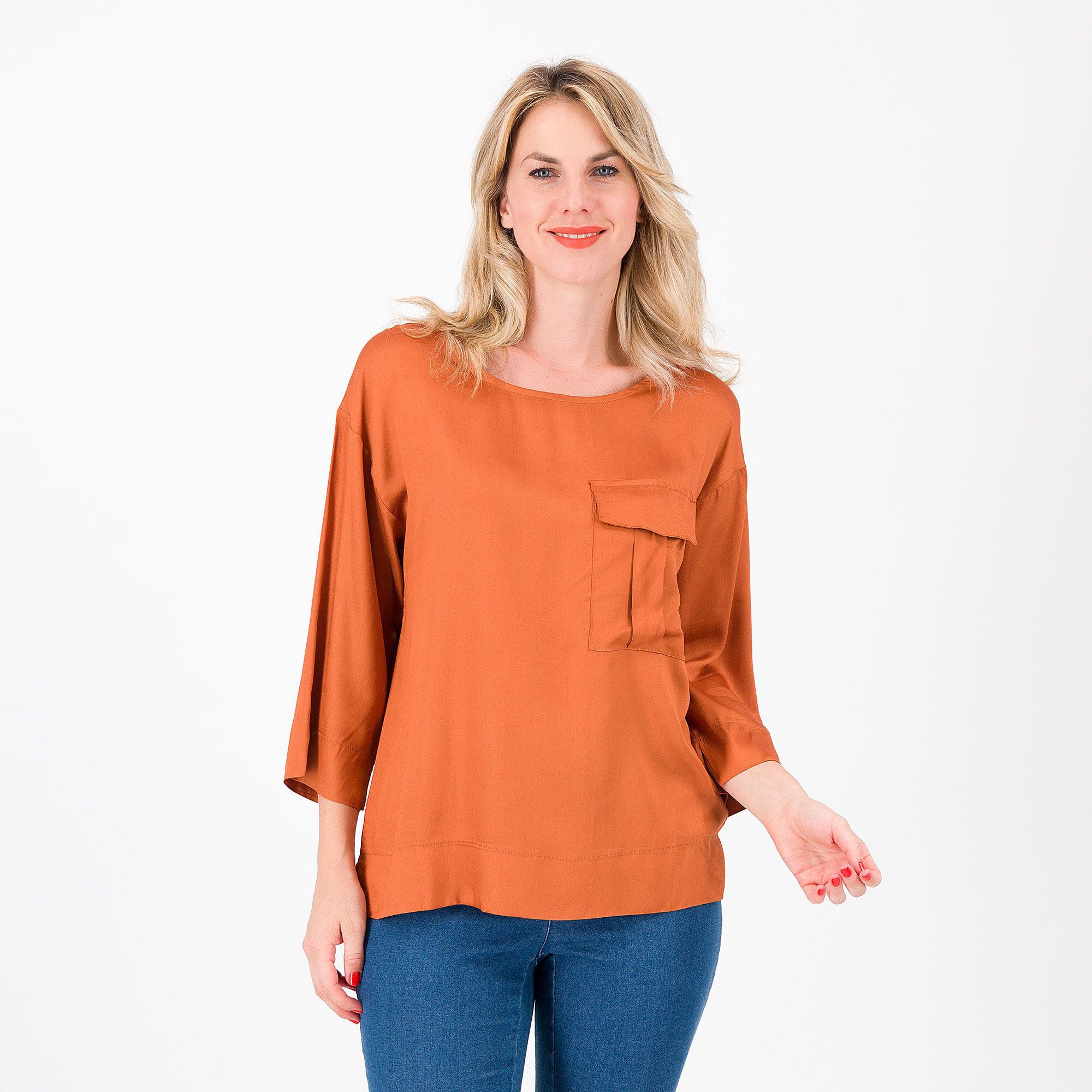 Image of M'ama Blusa scollo ampio in raso di viscosa con tasca061