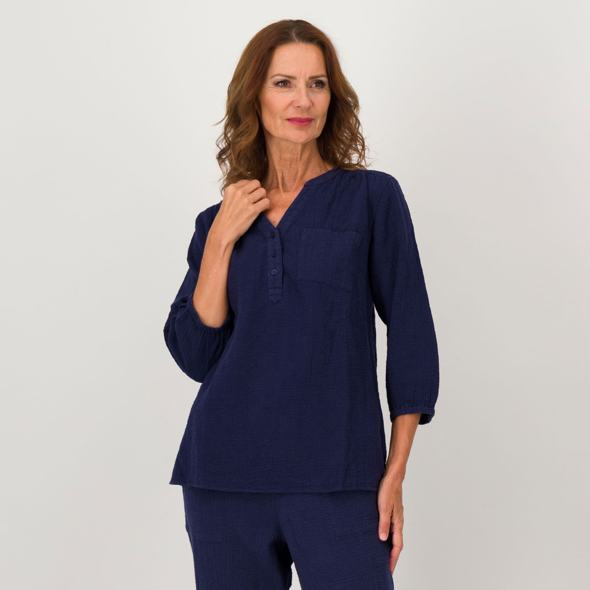 Denim & Co.
Maglia in cotone
con maniche 3/4