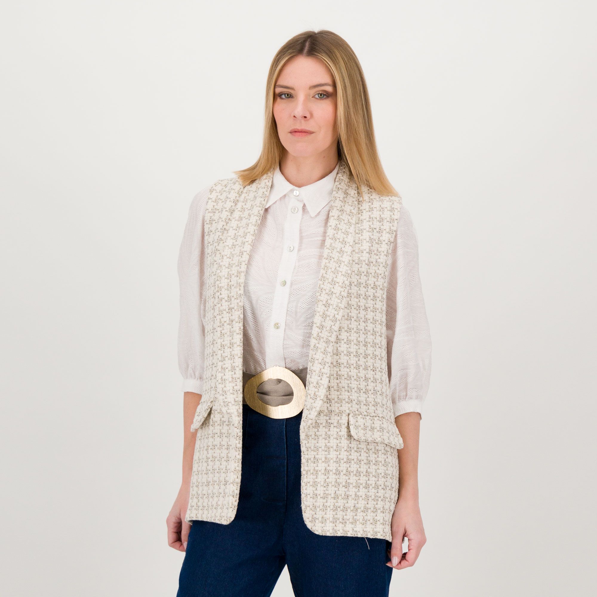 Image of EVA Franco Ciambella Gilet in tweed foderato con collo a scialle061