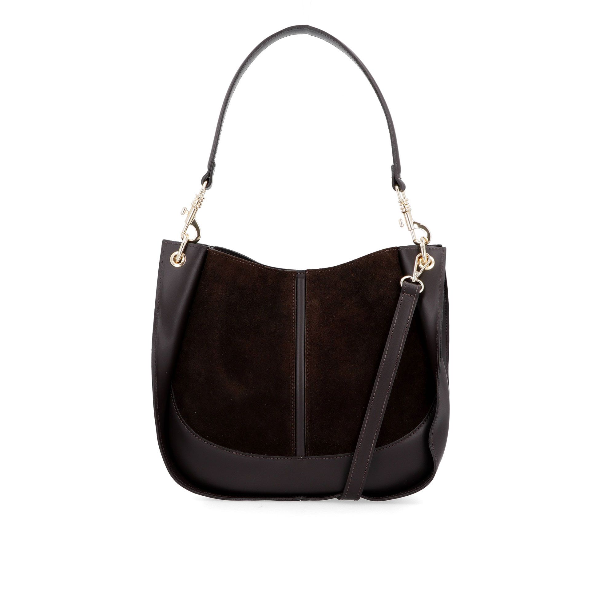 Le Corone Bags
Borsa a spalla in
pelle con inserti in
pelle scamosciata