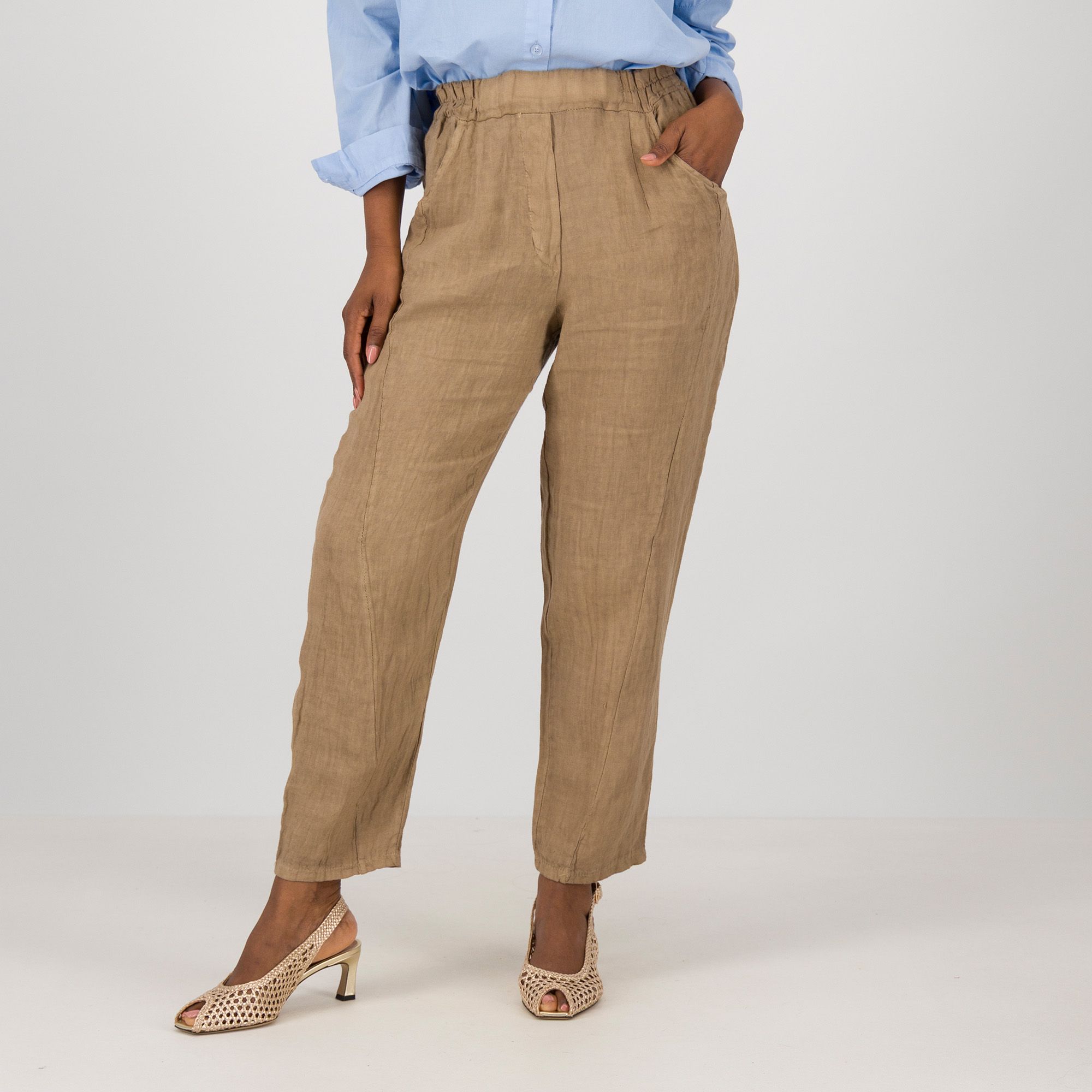 Lucrezia Sciortino
Pantaloni balloon
in lino con elastico
anche Petite
