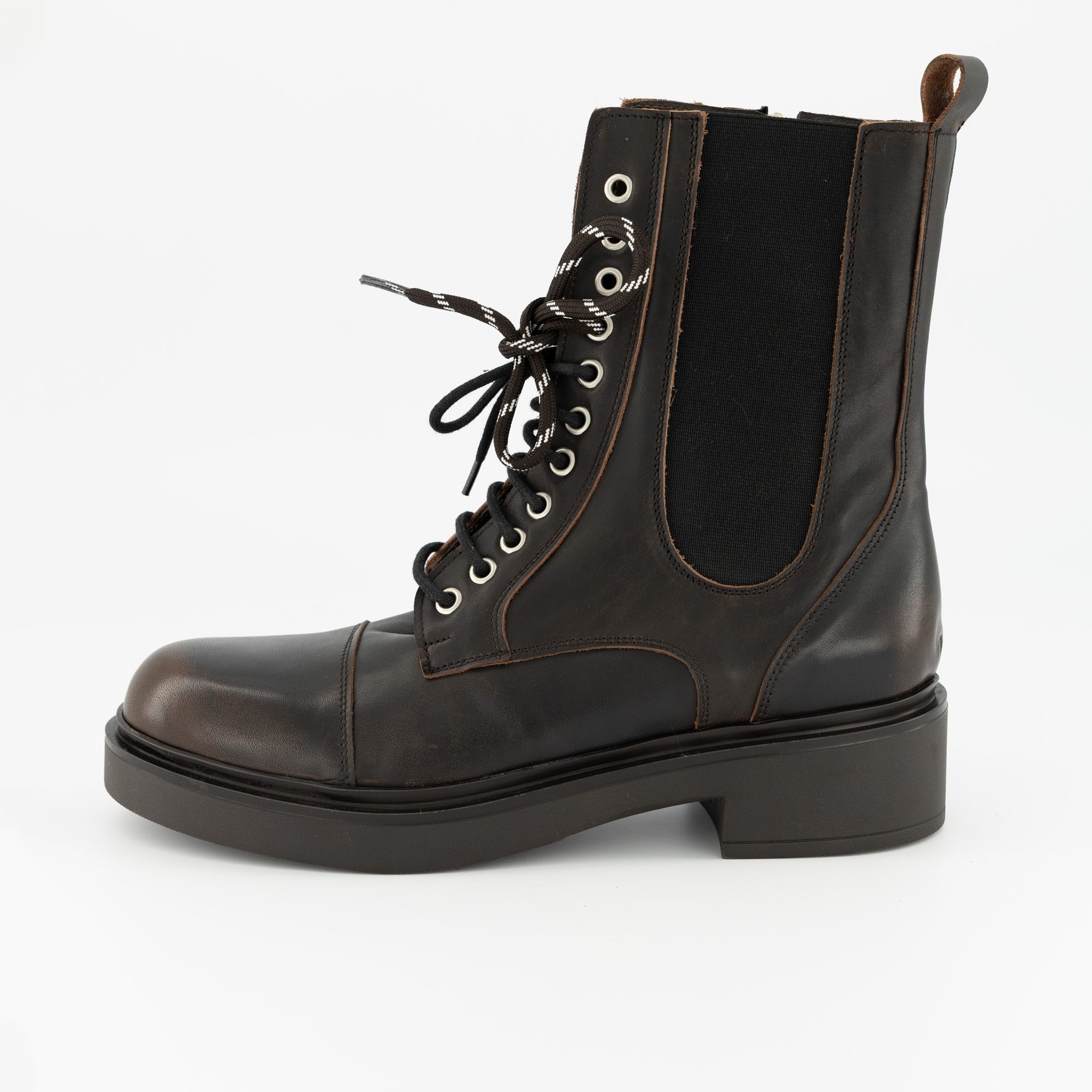 Galieti Stivali biker in pelle con zip e tacco 4,5 cm