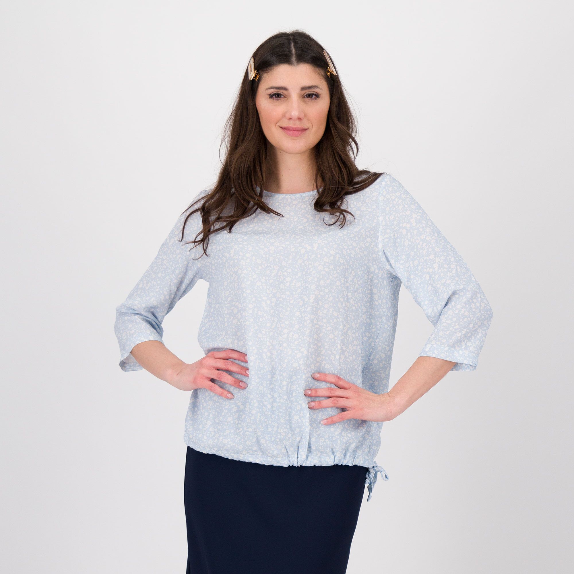 QVC LUCREZIA SCIORTINO Blusa a fiori in popeline di viscosa