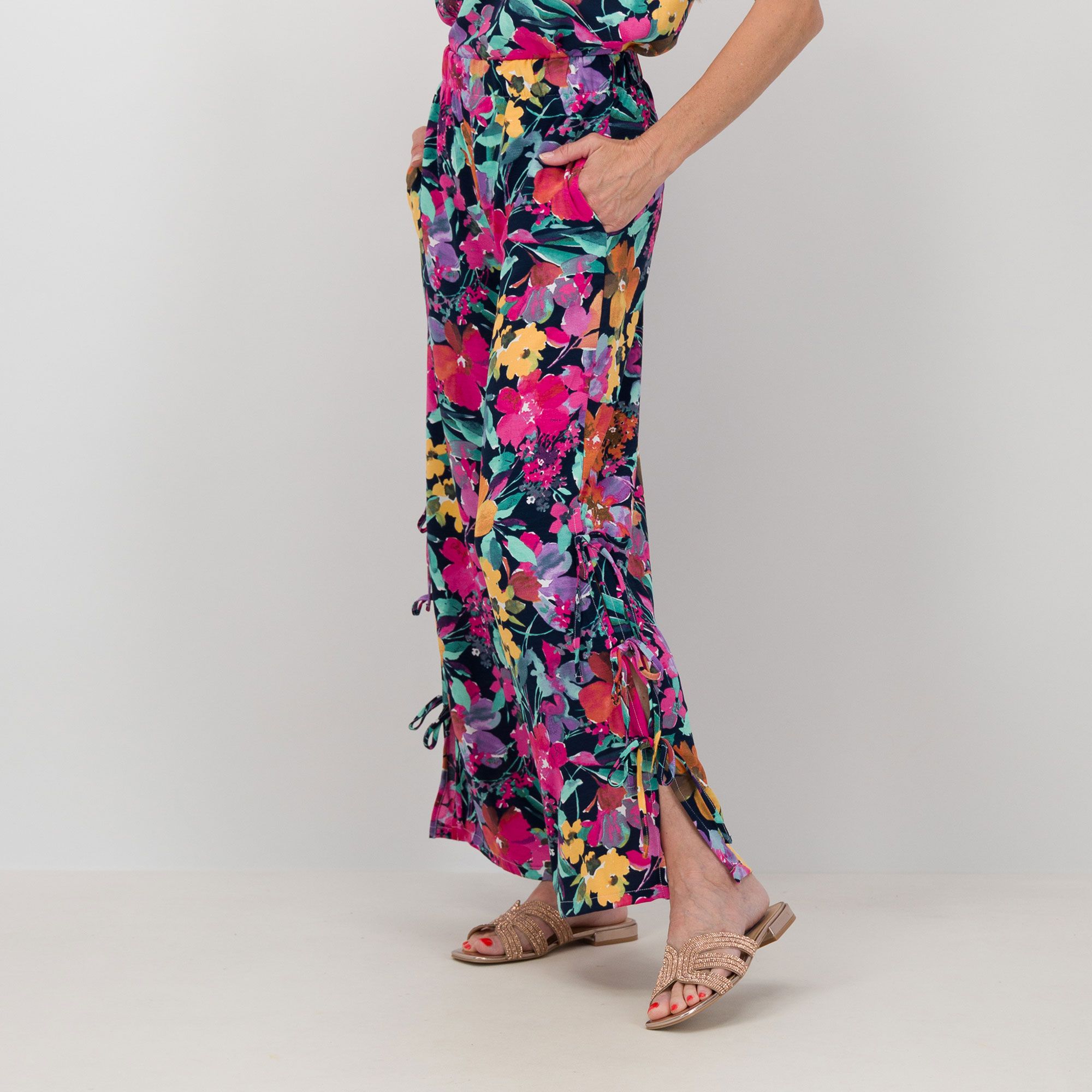 Nina Leonard Pantaloni ampi fantasia con elastico