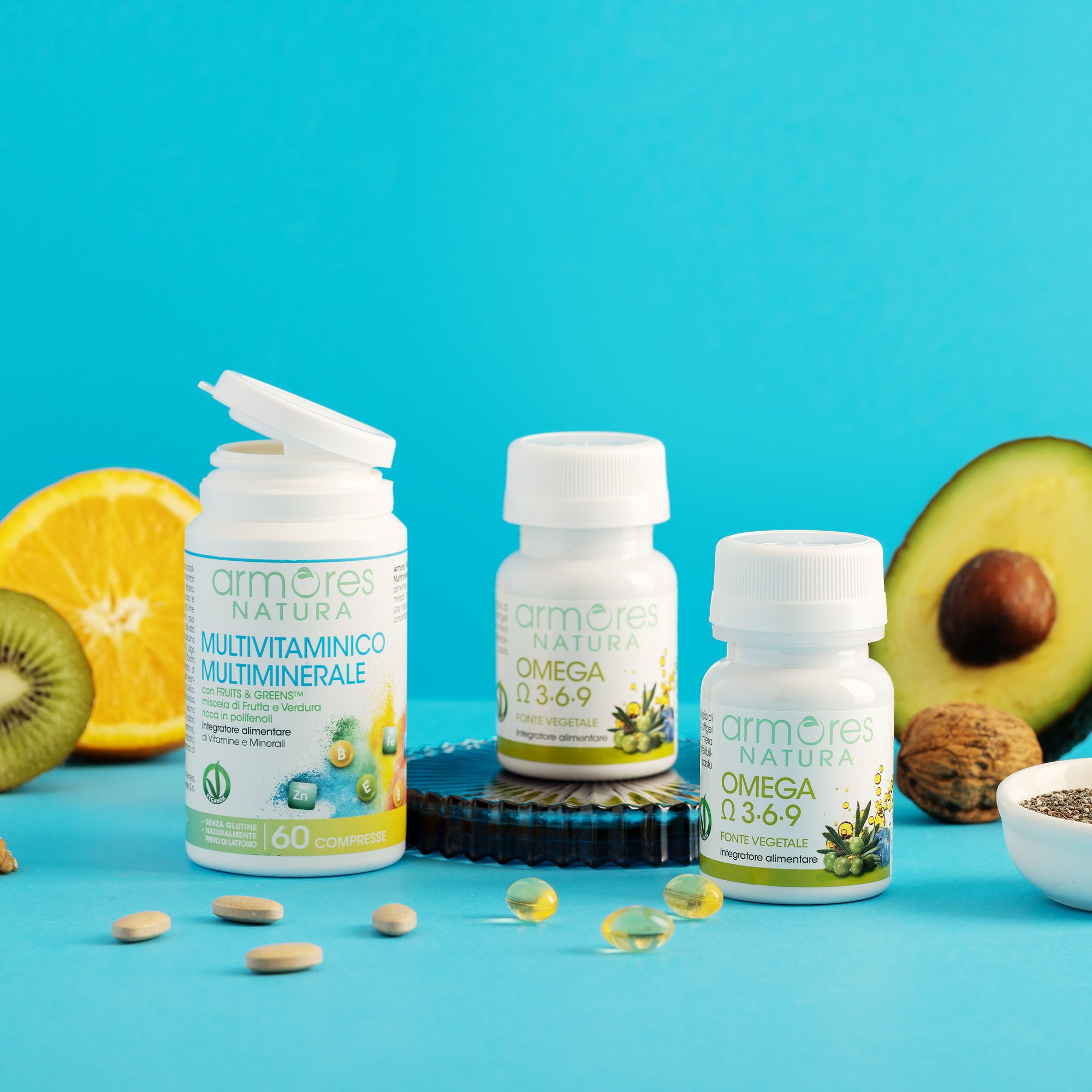 Armores NATURA
Kit 3 integratori
alimentari: Omega 3,
6,9 e Multivitaminico