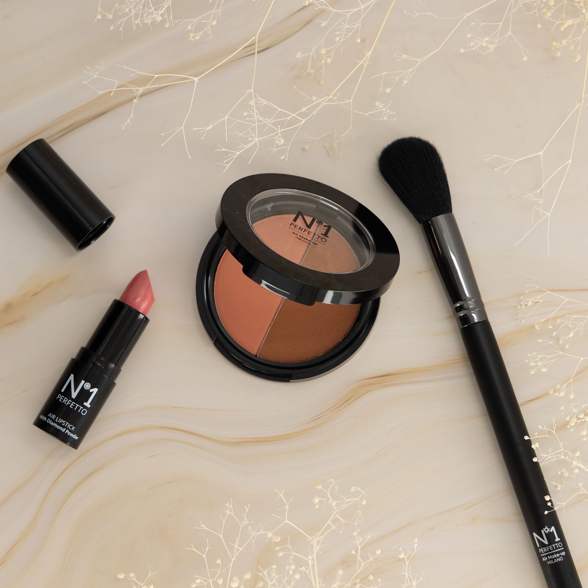 N°1 Perfetto Kit viso: Lip balm, Blush&Bronze e pennello