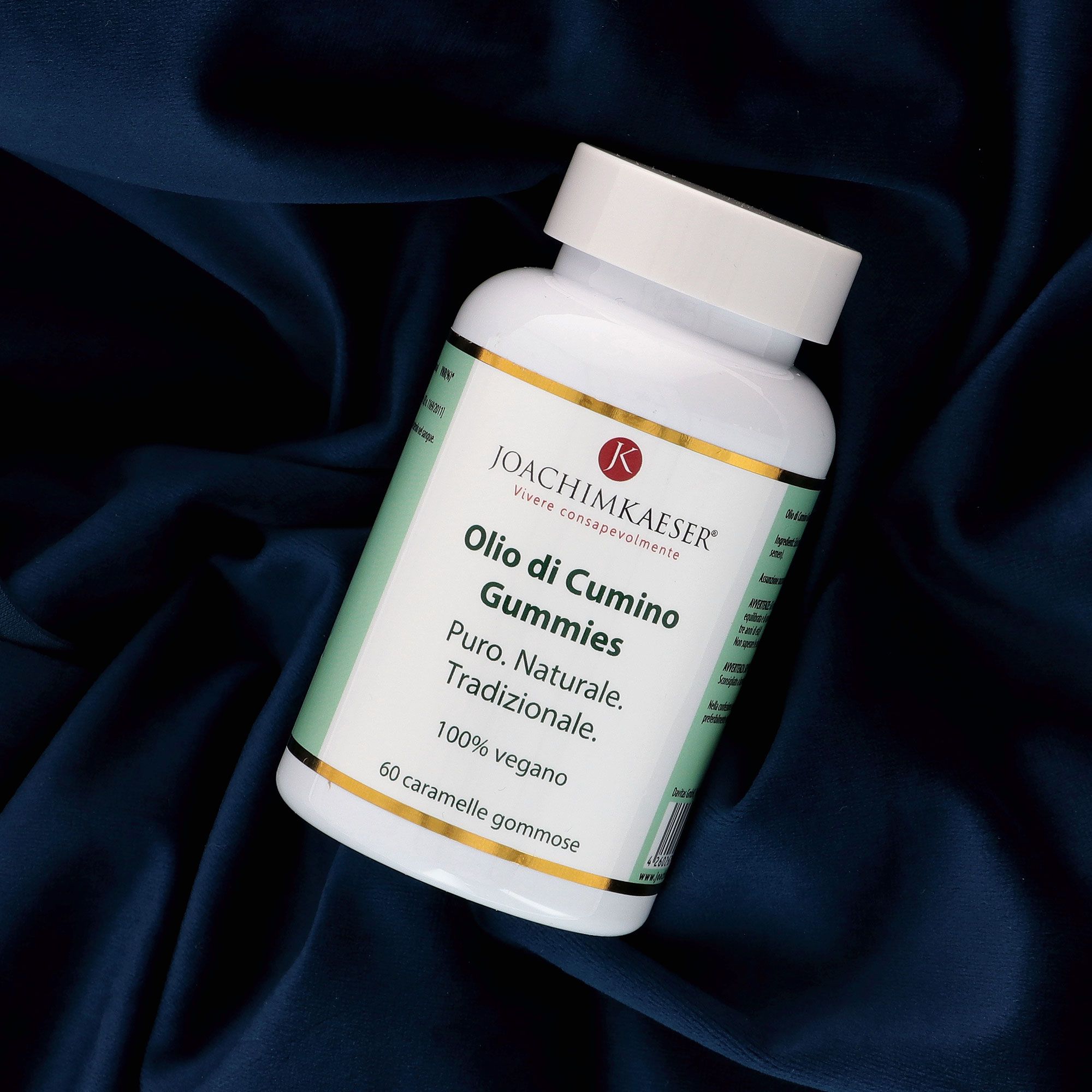 Joachim Kaeser
Integratore Olio
di Cumino Gummies
(60 cps; 180 g)