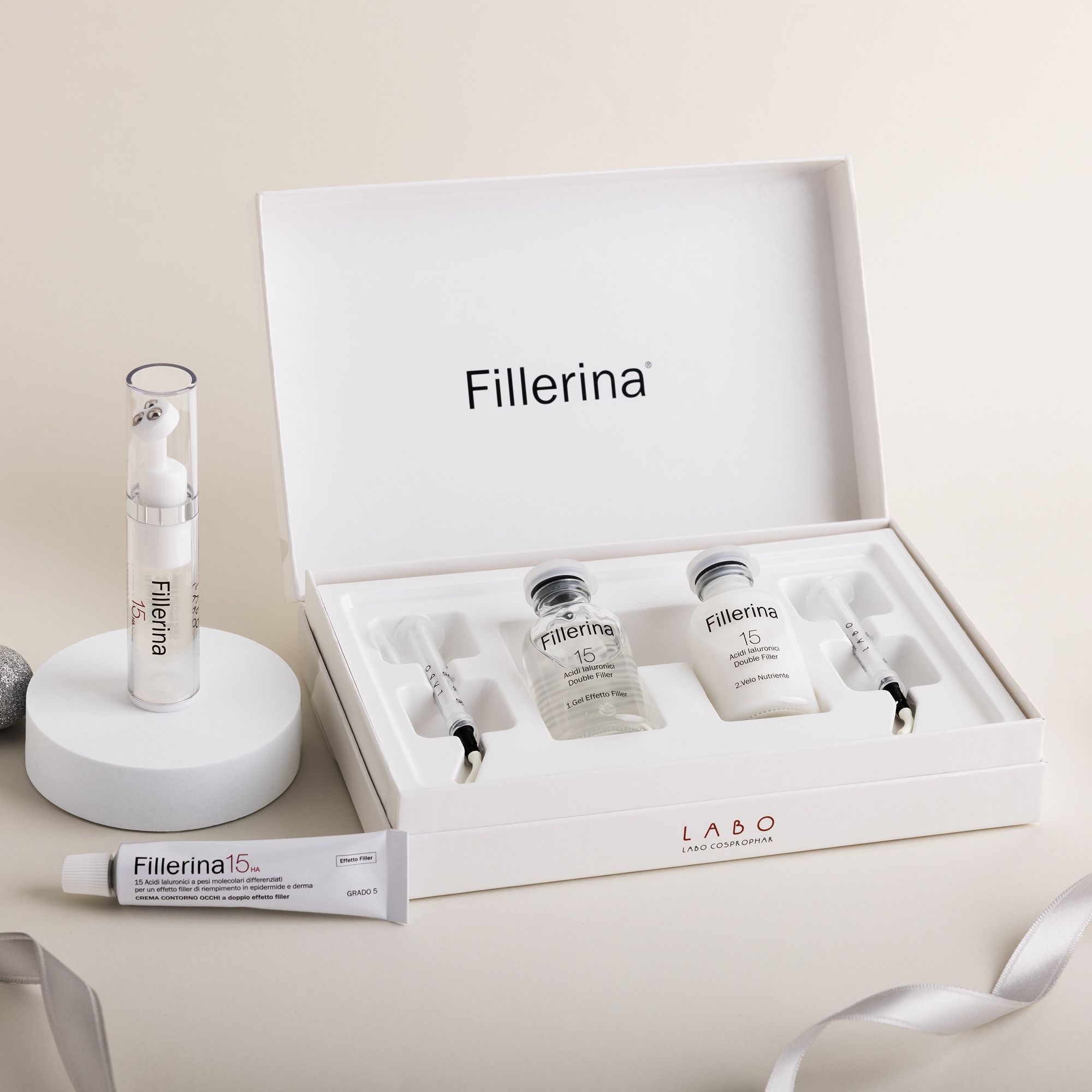 Fillerina
15HA Trattamento
Intensivo, crema
occhi, gel labbra