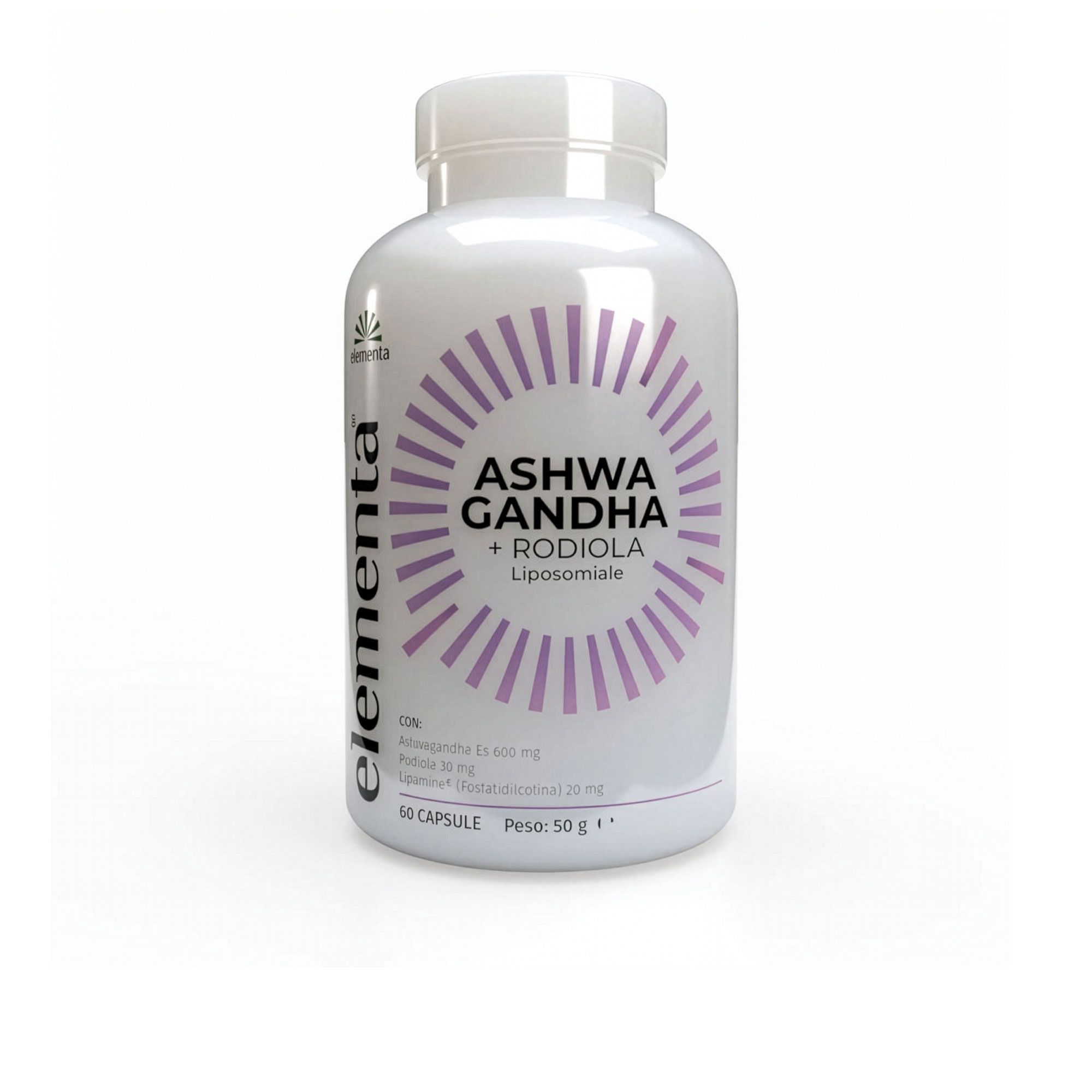 Elementa
Ashwaganda +
Rodiola Liposomiale
integratore (60cps)