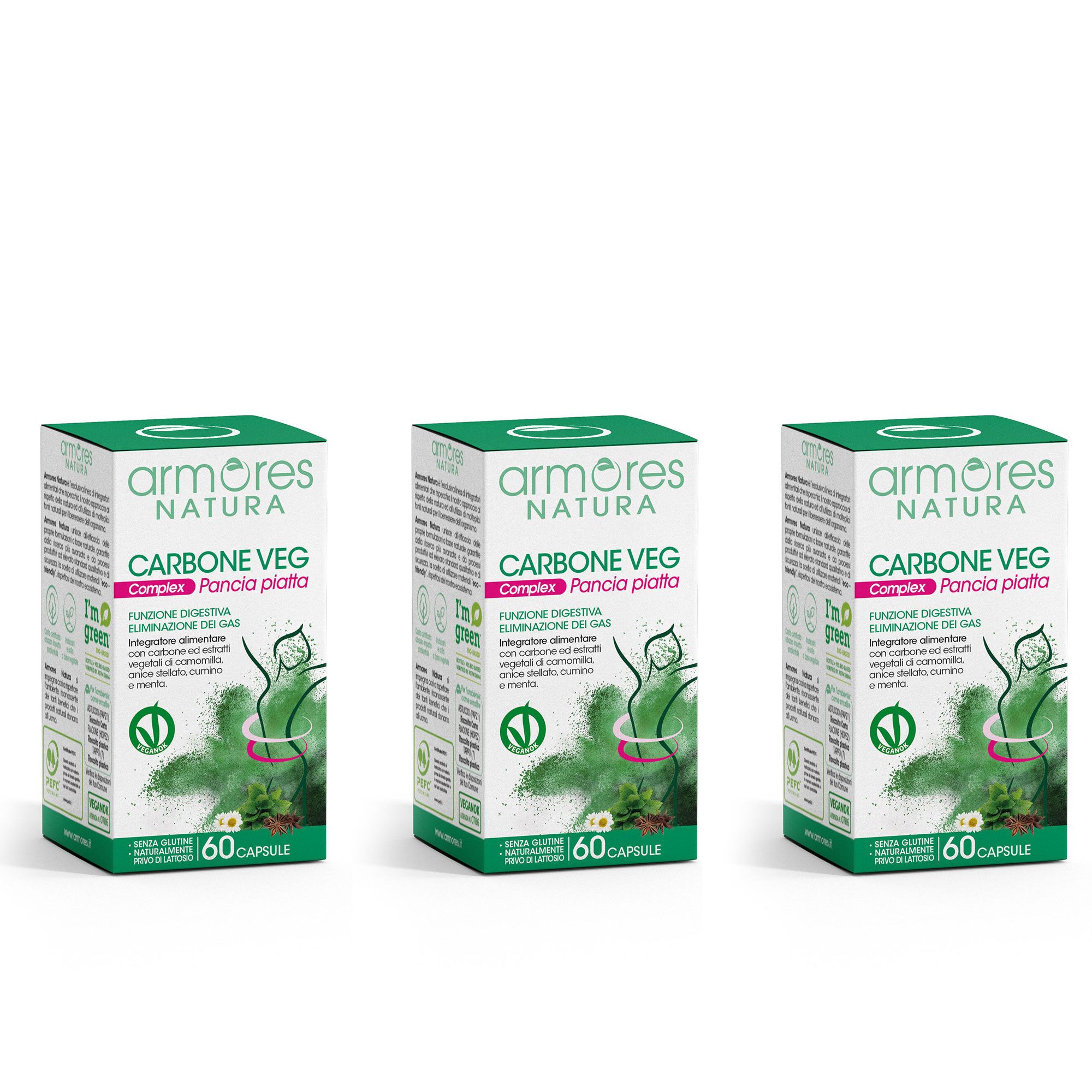 Image of Armores NATURA Carbone Veg Complex Integratore (3 confezioni)061